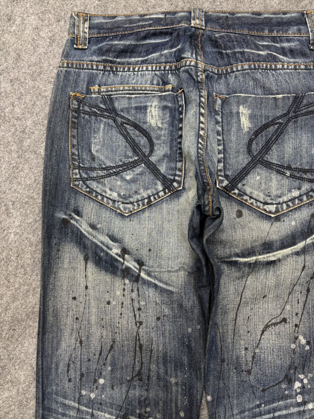 Japanese Brand Sick punk ministry PatchWork Japan Paint Splatter Denim F672 Size US 31 - 16 Thumbnail