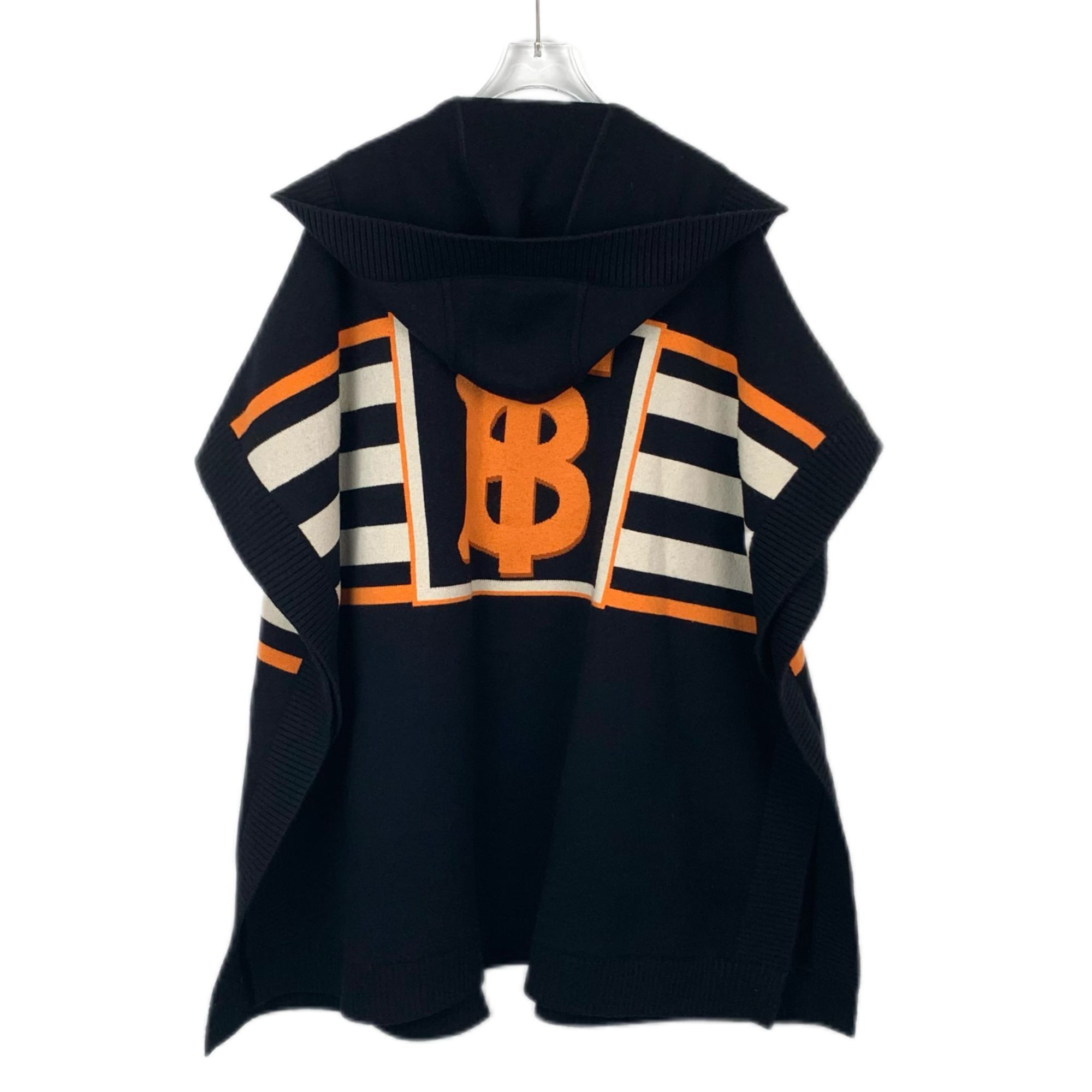 Burberry Burberry Black Striped Logo Embroidered Wool Cape (One Size) Size ONE SIZE - 8 Thumbnail