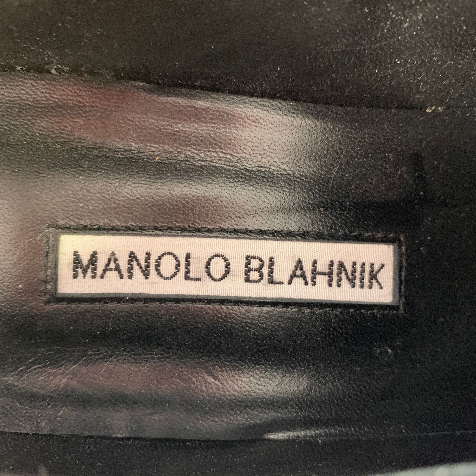 Manolo Blahnik 10.5 Black Perforated Patent Leather Cap Toe Shoes Size US 10.5 / IT 40.5 - 7 Thumbnail