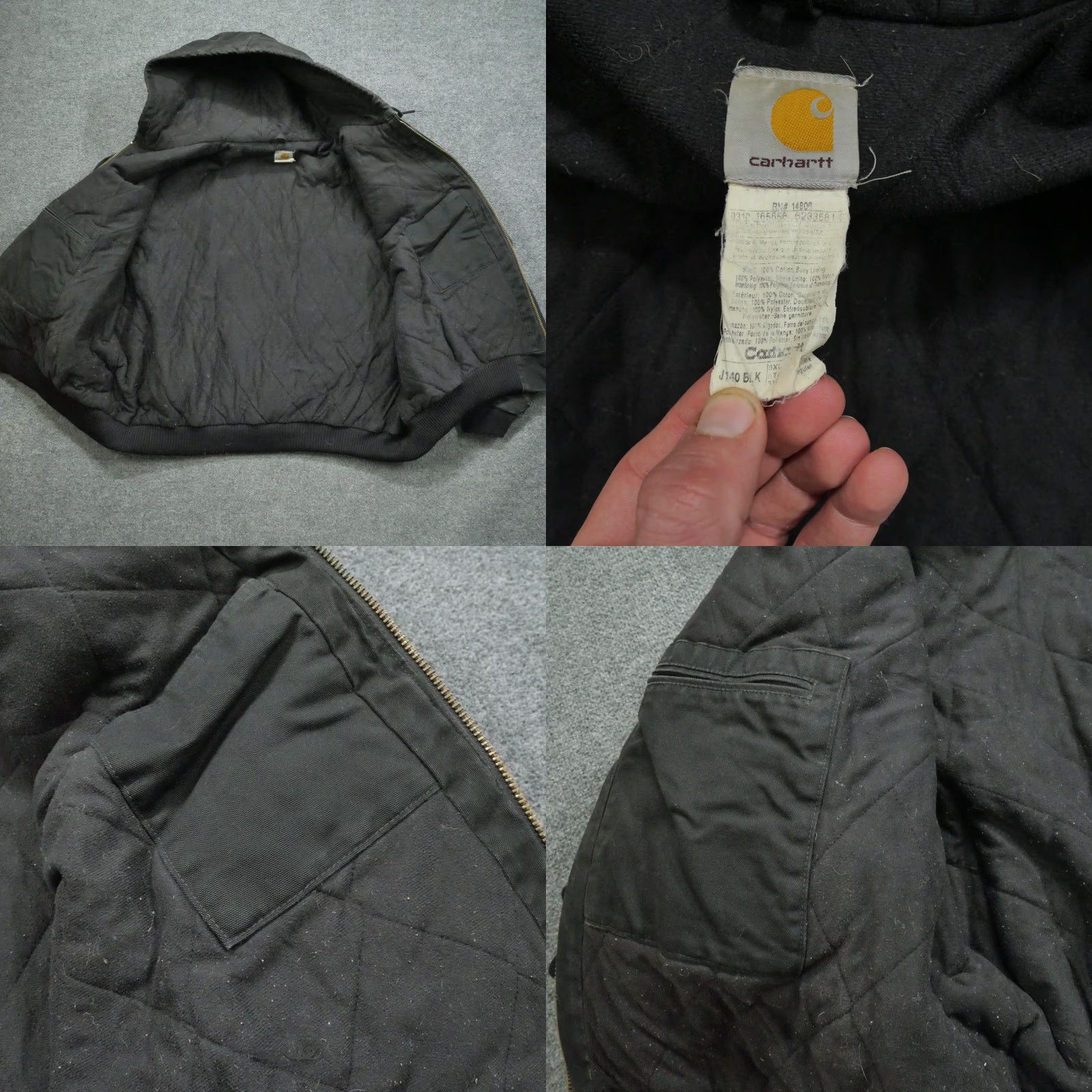 Carhartt Carhartt Jacket Mens 5XL Black J140 BLK Distressed Grunge Work Wear Active Jacket Short Zip Canvas Cotton Lined Size US XXL / EU 58 / 5 - 8 Thumbnail