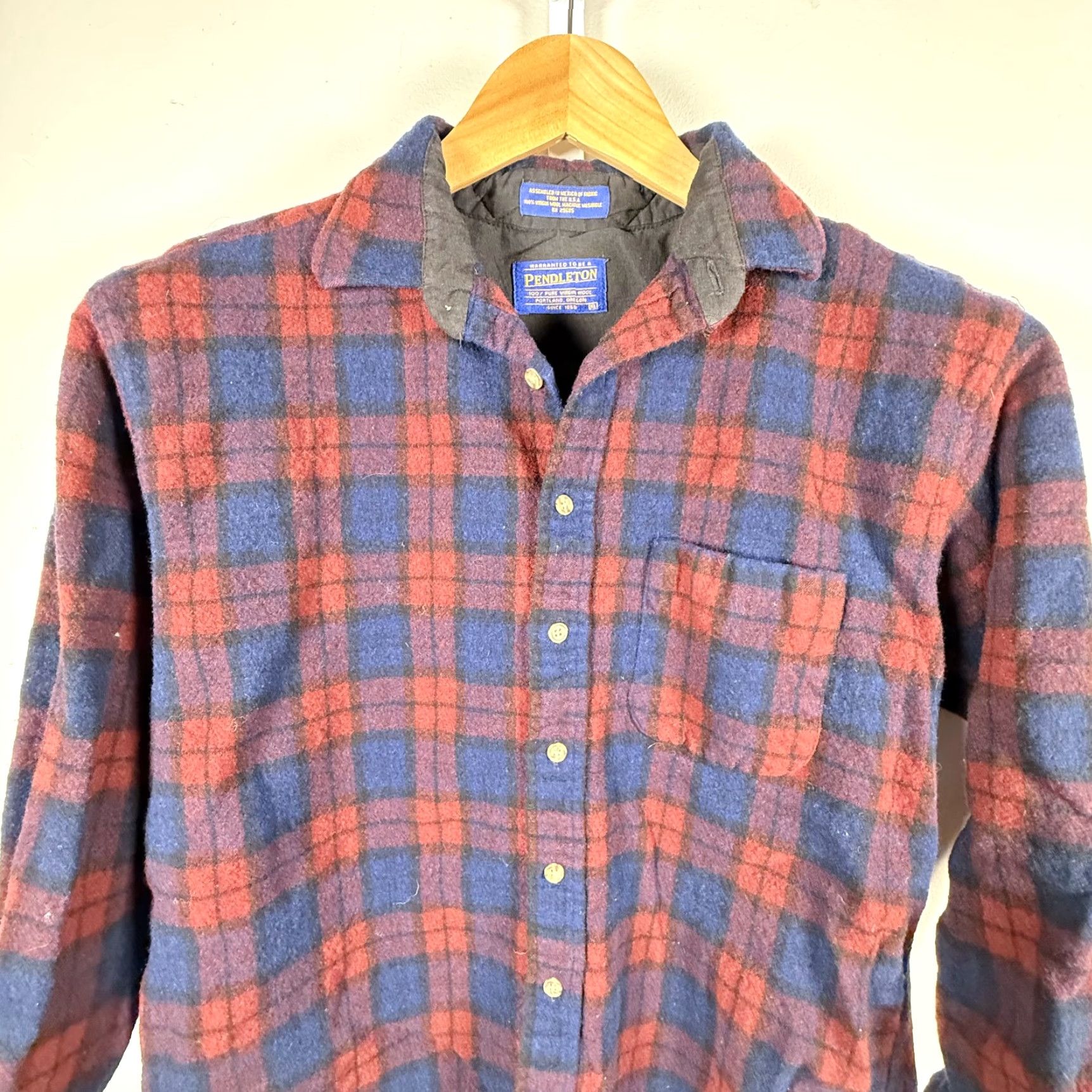 Pendleton VTG Pendleton Shirt Red/Blue Plaid Wool Long Sleeve XL Men Vintage Button-Up, Pendleton, Shirt, Red/Blue, Mens Size US XL / EU 56 / 4 - 6 Thumbnail
