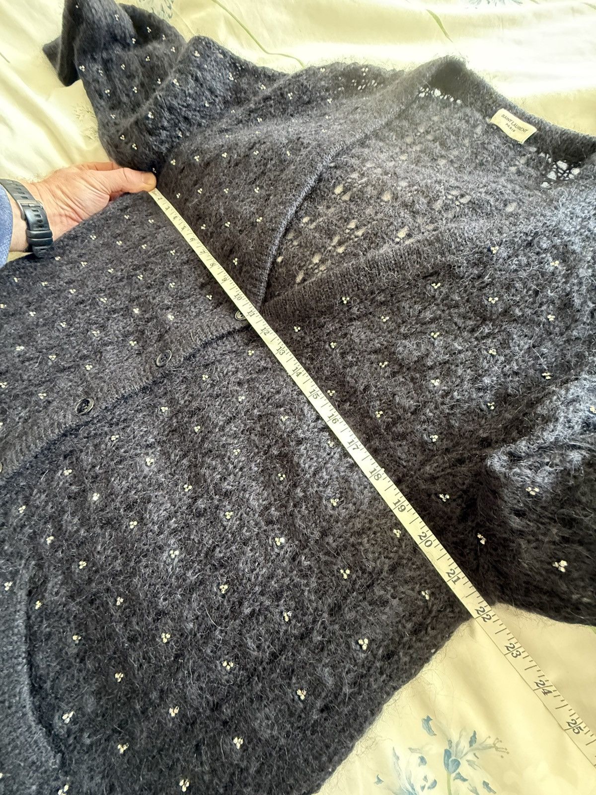 Saint Laurent Paris FW15 Saint Laurent studded mohair black cardigan glass Hedi Size US M / EU 48-50 / 2 - 3 Thumbnail