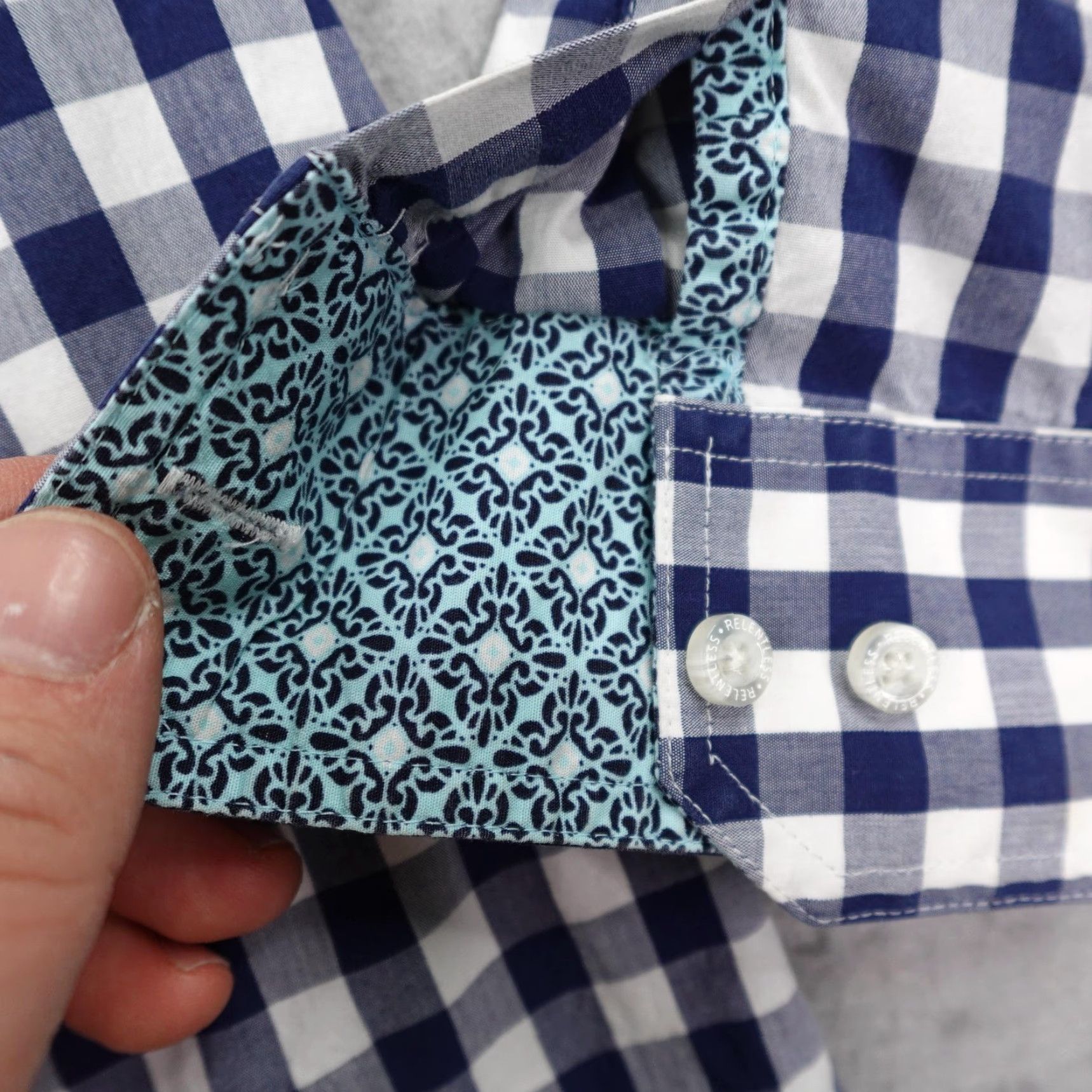 Ariat Ariat Shirt Mens Large Blue White Gingham Check Stretch Relentless Western Rodeo Size US L / EU 52-54 / 3 - 5 Thumbnail