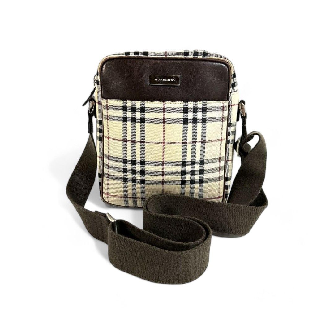 image of Burberry - Shoulder Bag Crossbody Nova Check Brown Beige, Men's