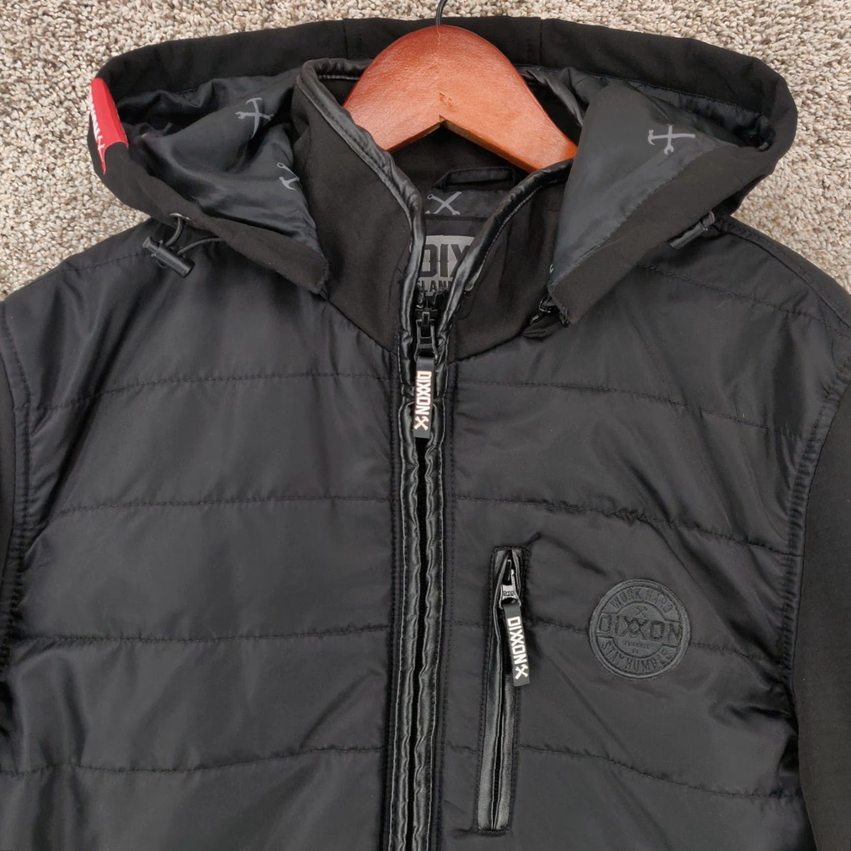 Vintage Dixxon The Resistor Jacket Mens Large L Black Puffer Full Zip Hoodie Hooded Size US L / EU 52-54 / 3 - 2 Thumbnail