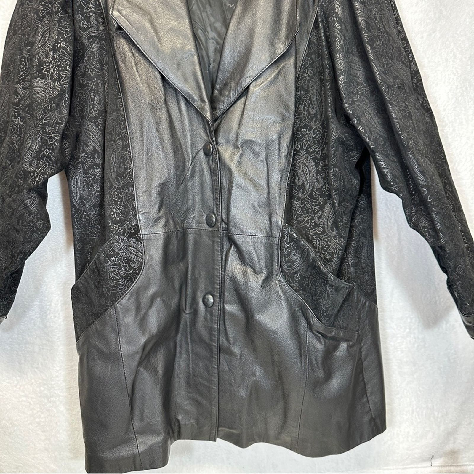 Wilsons Leather Vintage 80s Wilsons Black Leather Coat Size M Size M / US 6-8 / IT 42-44 - 3 Thumbnail