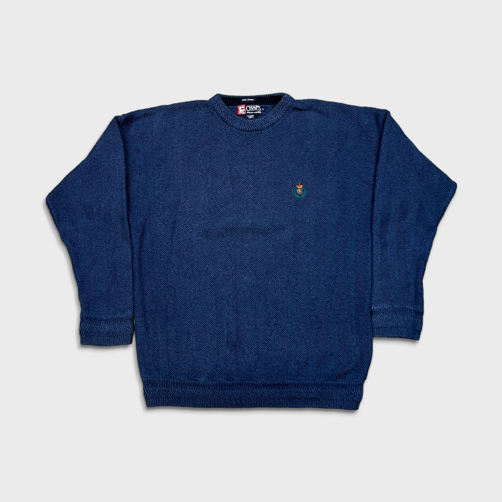 Chaps Ralph Lauren × Polo Ralph Lauren × Ralph Lauren Vintage 90s Chaps Ralph Lauren Sweatshirt Large Crest Knit Size US L / EU 52-54 / 3 - 1 Thumbnail