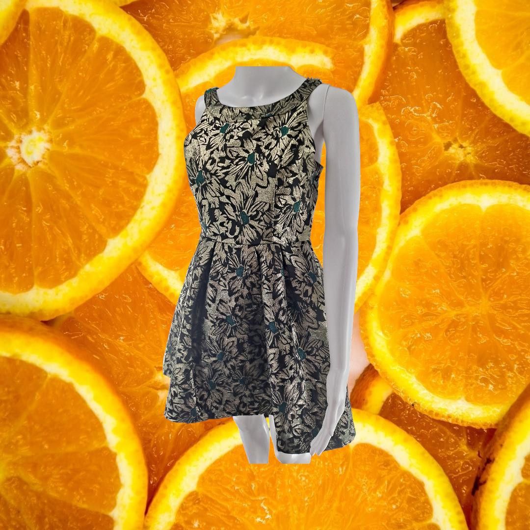 Other Kids Trixxi Girl Green with Golden Flowers Sleeveles Dress S Size ONE SIZE - 1 Thumbnail