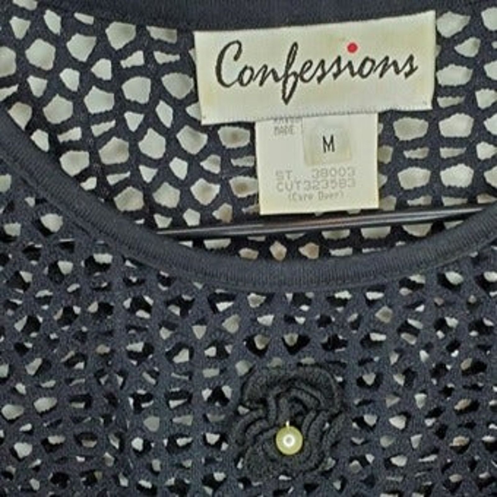 Vintage Women’s Confessions Blue Mesh Short Sleeve Top Size Medium Size M / US 6-8 / IT 42-44 - 3 Thumbnail