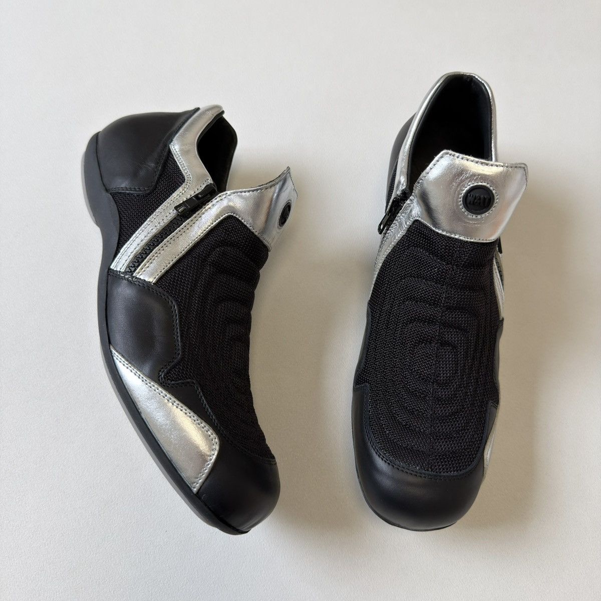 Walter Van Beirendonck 1990s Black/Silver Moto Tech Sneakers Size US 10 / EU 43 - 18 Thumbnail