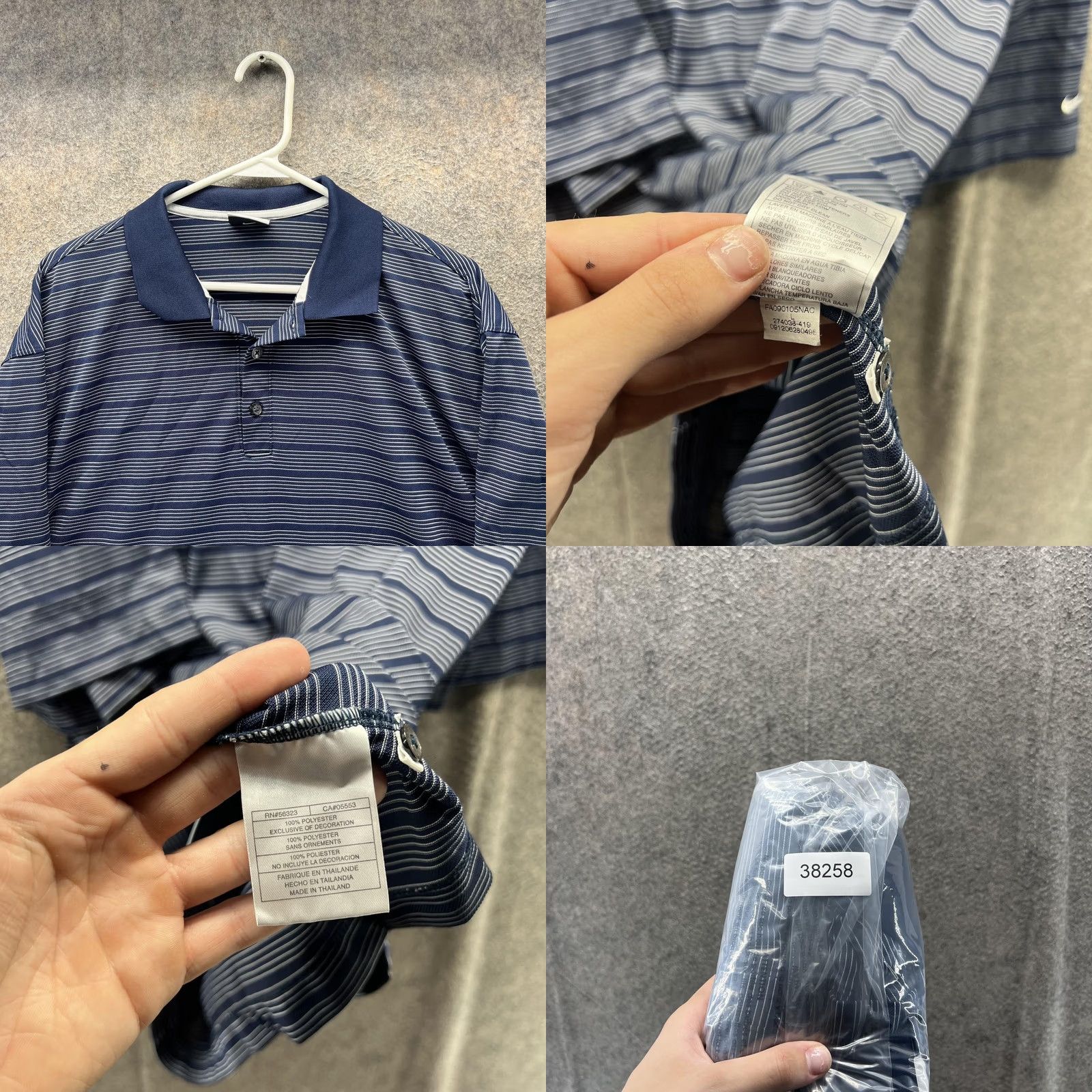 Nike Nike Polo Shirt Mens L Navy Blue Stripe Fit Dry Performance Golf Size US L / EU 52-54 / 3 - 8 Thumbnail