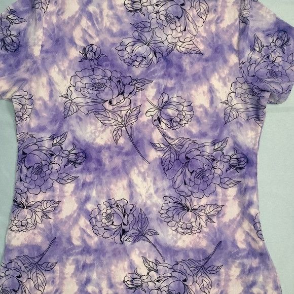 Other GT Performance Womens Medium Scrub Top Purple White Med Flor Size M / US 6-8 / IT 42-44 - 8 Thumbnail