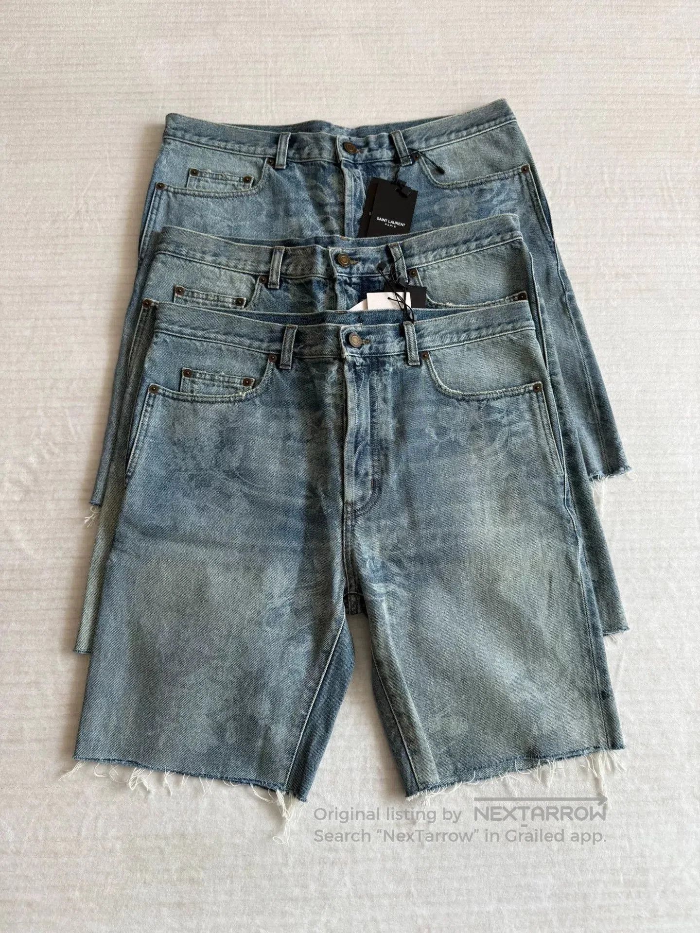 Yves Saint Laurent Saint Laurent Floral Print Denim Shorts. Size US 31 - 1 Thumbnail