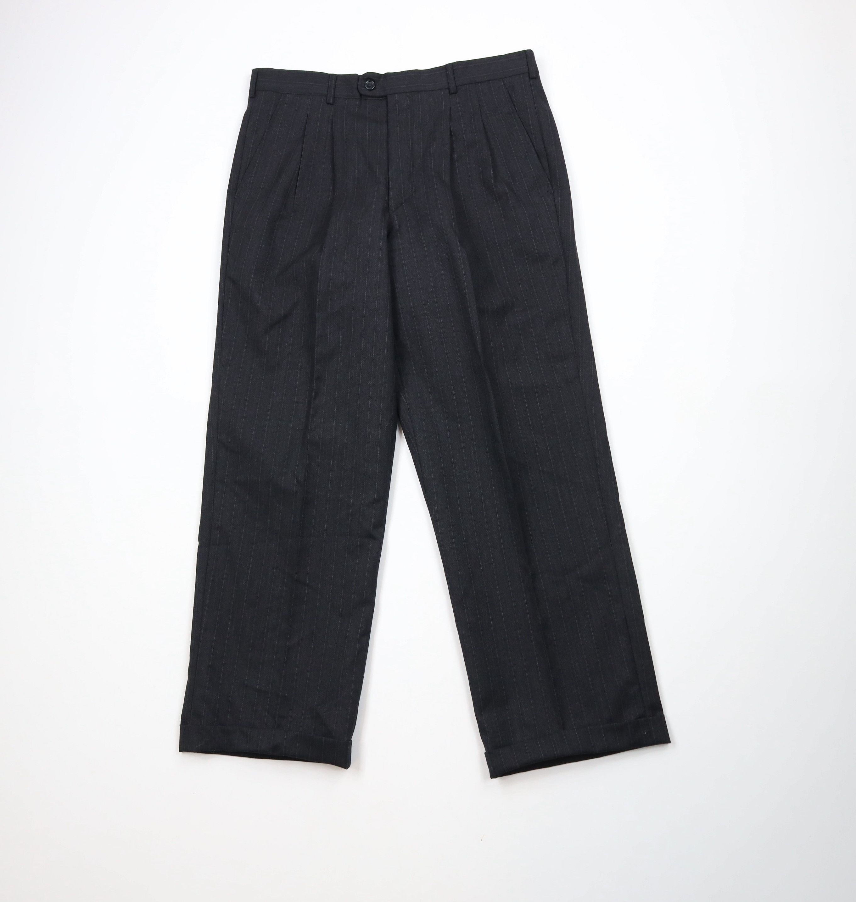 Vintage Vintage 70s Streetwear Pleated Cuffed Wide Leg Chino Pants Size US 32 / EU 48 - 1 Thumbnail