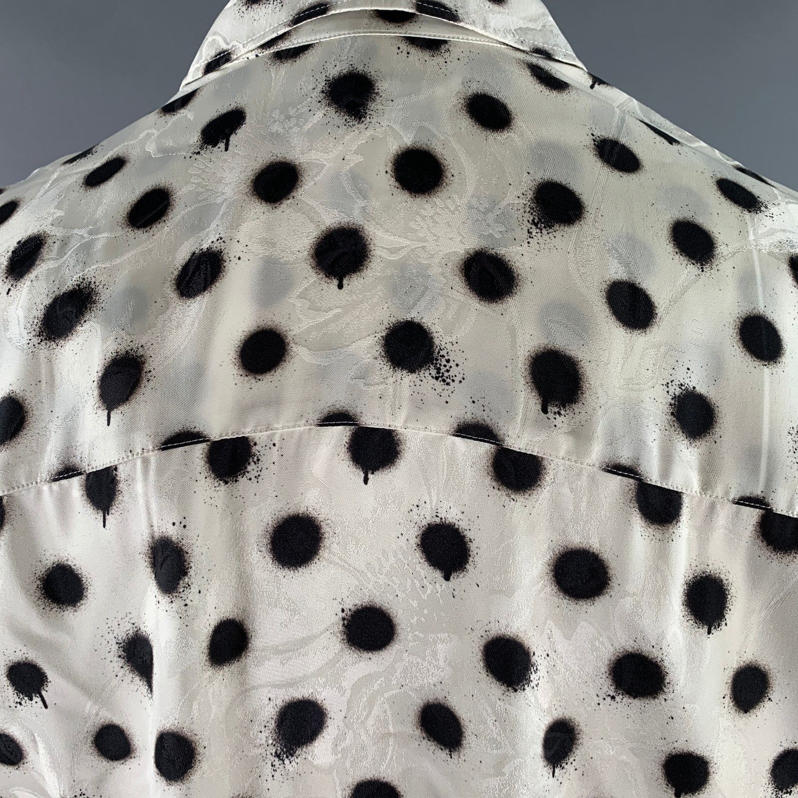 Balenciaga Size S White Black Polka Dot Viscose Silk L/S Shirt Size US S / EU 44-46 / 1 - 5 Thumbnail