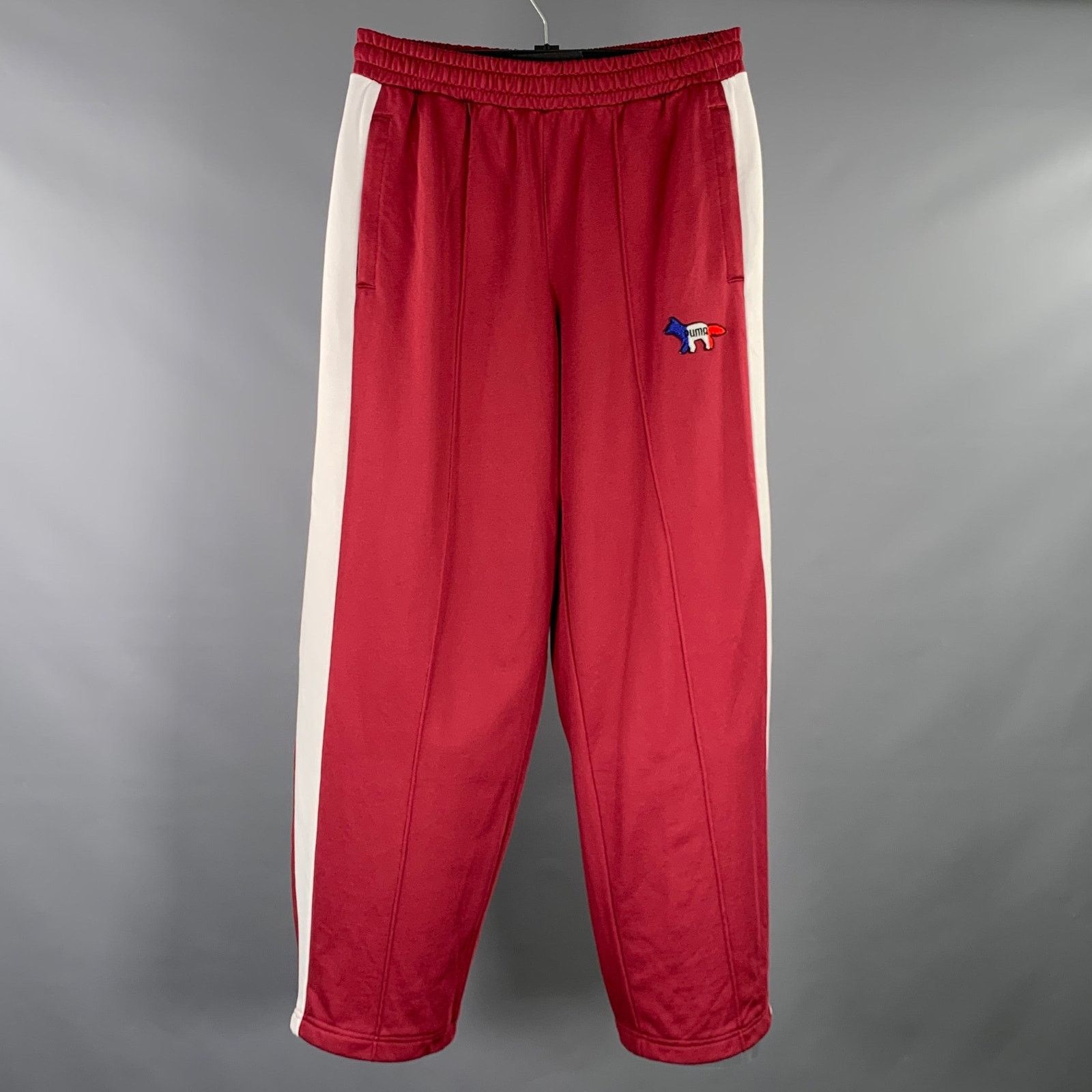 Maison Kitsune Size M Burgundy White Vertical Stripe Casual Pants Size US 29 - 1 Thumbnail