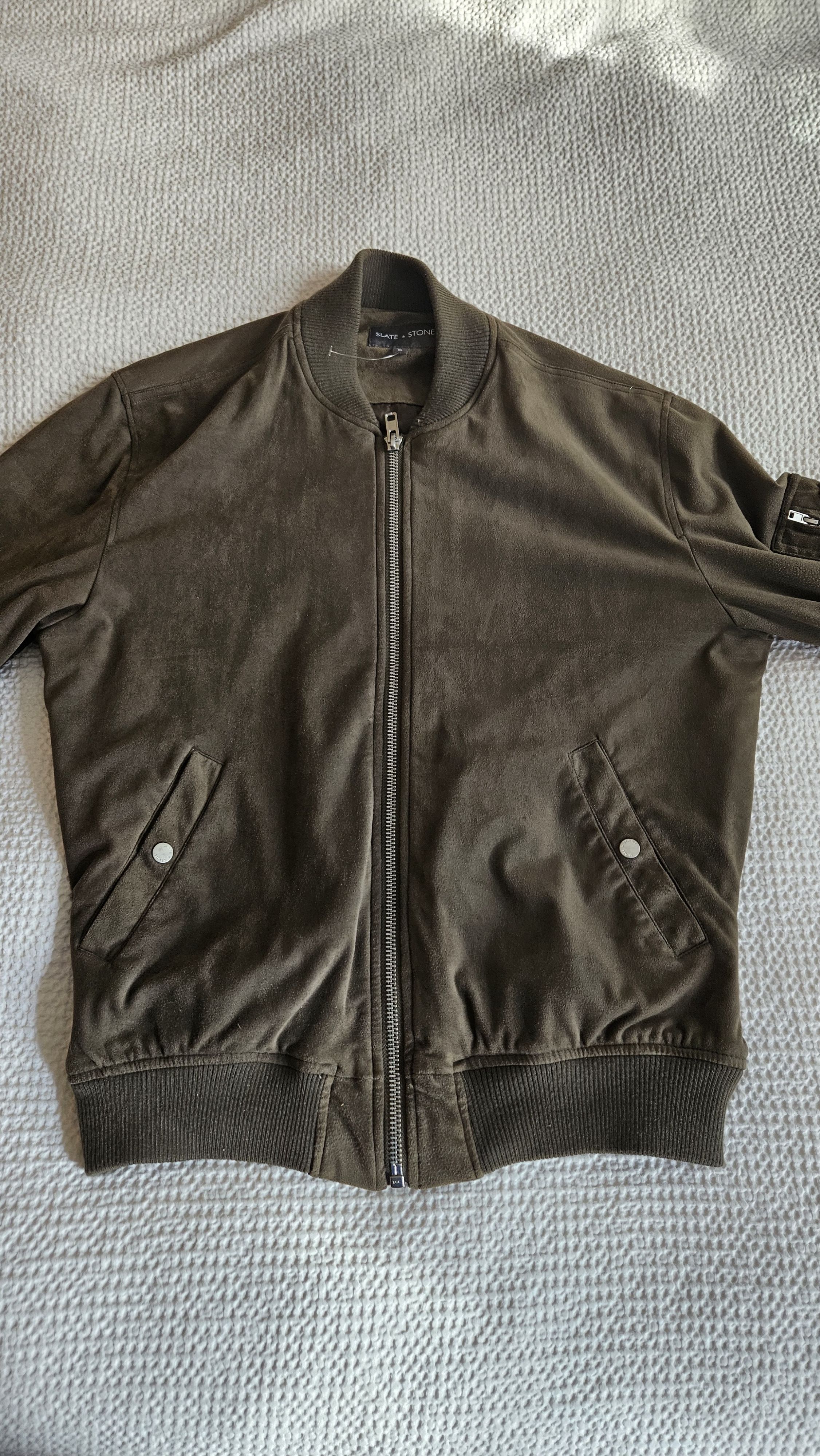 Other Slate & Stone Men's Green Faux Suede bomber jacket Size US XL / EU 56 / 4 - 1 Thumbnail