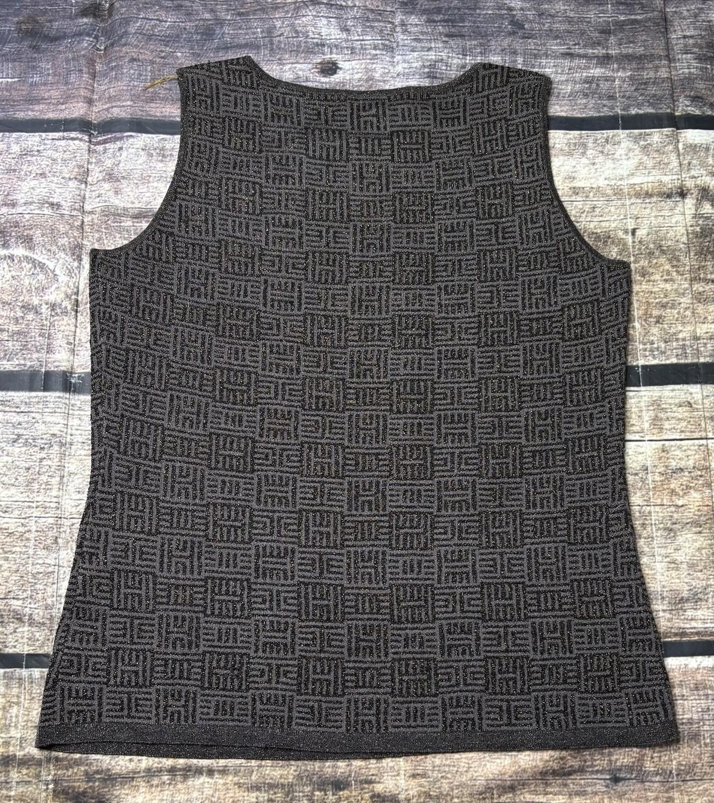 Alfani Y2K Alfani Top Womens Medium Silk Metallic Geometric Keyhole Size M / US 6-8 / IT 42-44 - 3 Thumbnail