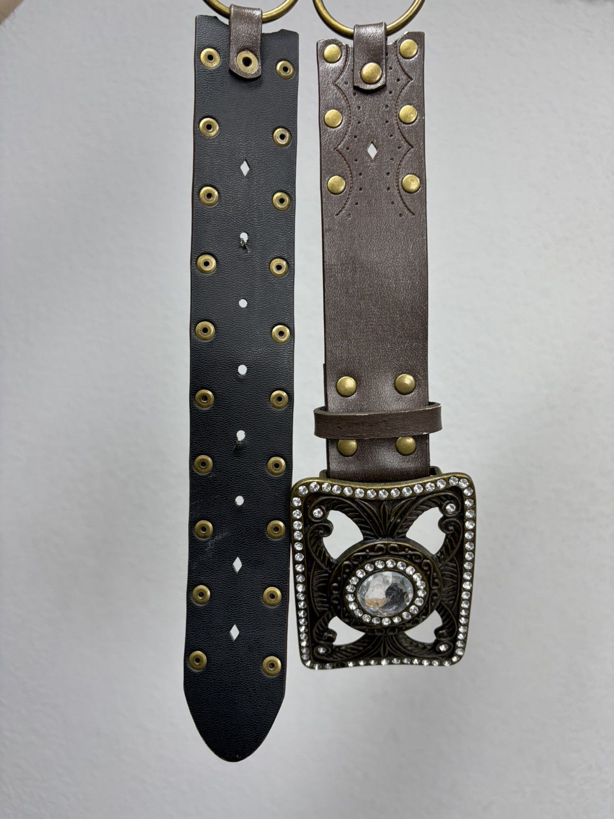 Hysteric Glamour Vintage Y2K Rhinestones Like Number Nine Punk Leather Belt Size 32 - 2 Thumbnail