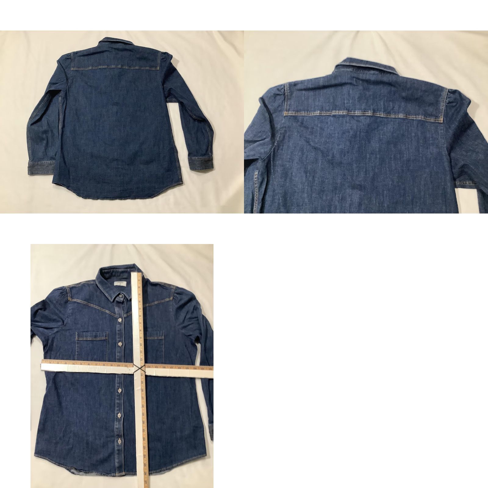 UNTUCKit UNTUCKit Shirt Womens 12 Blue Denim Jenna Button Front Long Sleeve Western Yoke UNTUCKit Shirt Women Denim Button-Up Casual Size XL / US 12-14 / IT 48-50 - 8 Thumbnail