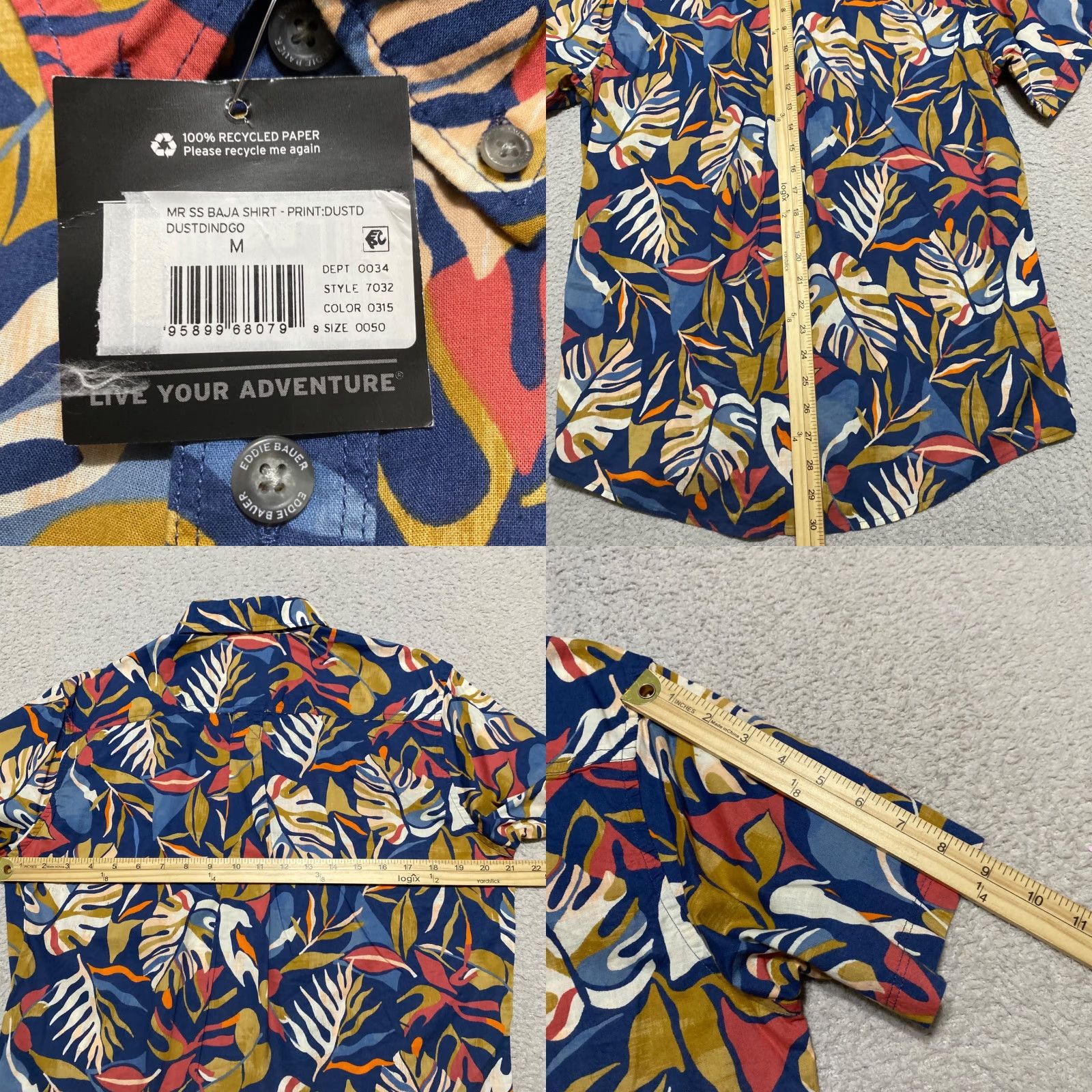 Eddie Bauer NWT Eddie Bauer Shirt Multicolor Floral Button Down S/S Eddie Bauer Button-Up Baja 3XLT Big & Tall Men Mens Floral Shirt Baja Shirt Navy? Size US XXL / EU 58 / 5 - 8 Thumbnail