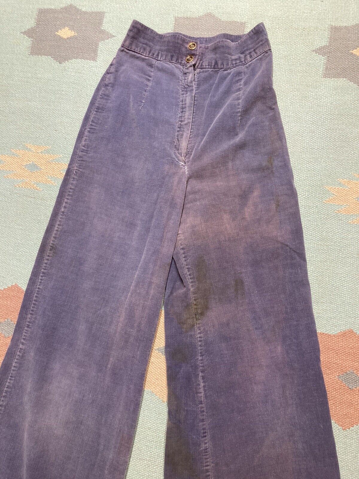 Vintage 70s corduroy bell bottoms elephant flare pants faded 22x33 Size 22" - 5 Thumbnail