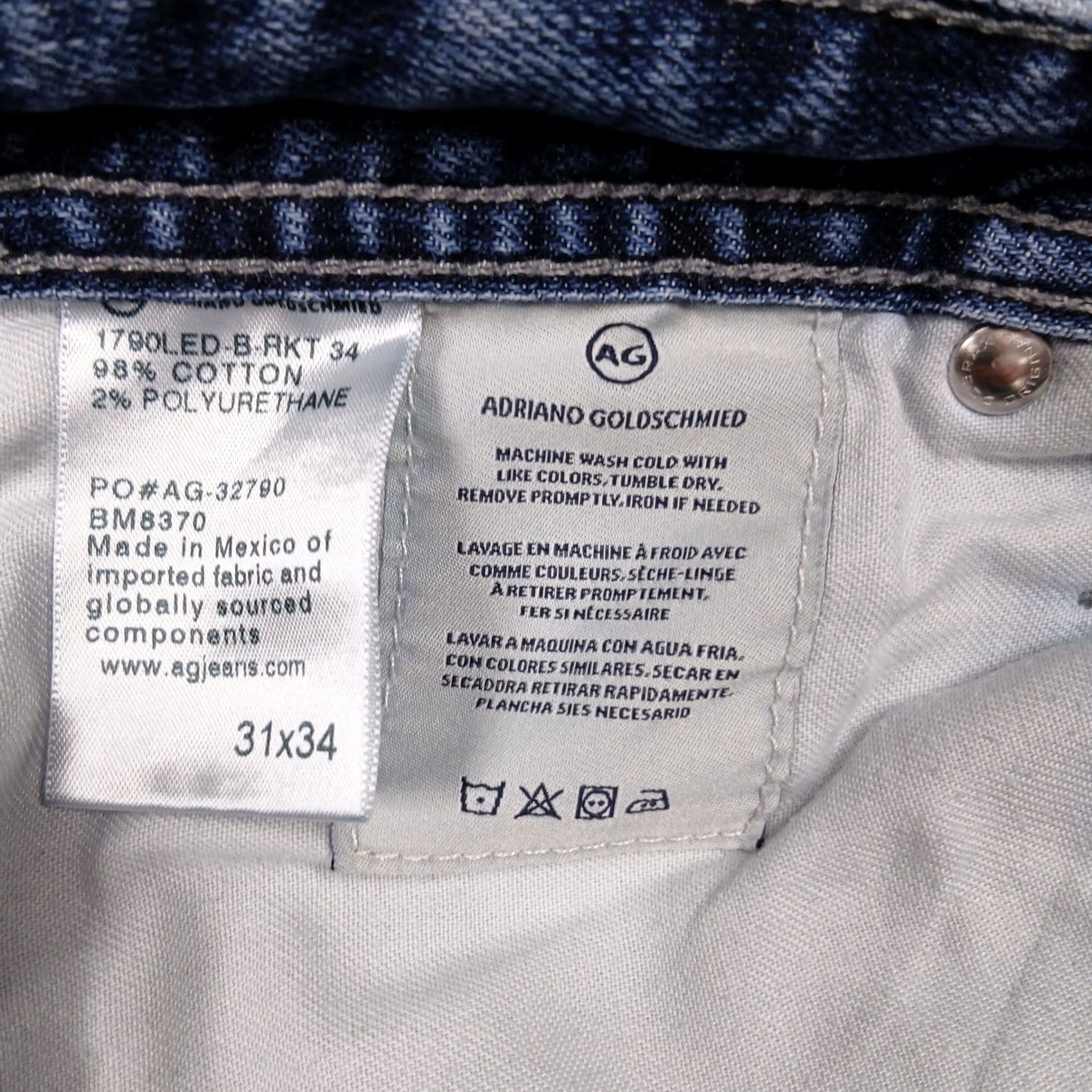 Vintage AG Adriano Goldschmied The Ives Jeans Men's 31x34 Blue Denim Modern Athletic Fit Regular Straight Pocket Cotton Blend Mens Jeans Blue Size US 31 - 4 Thumbnail