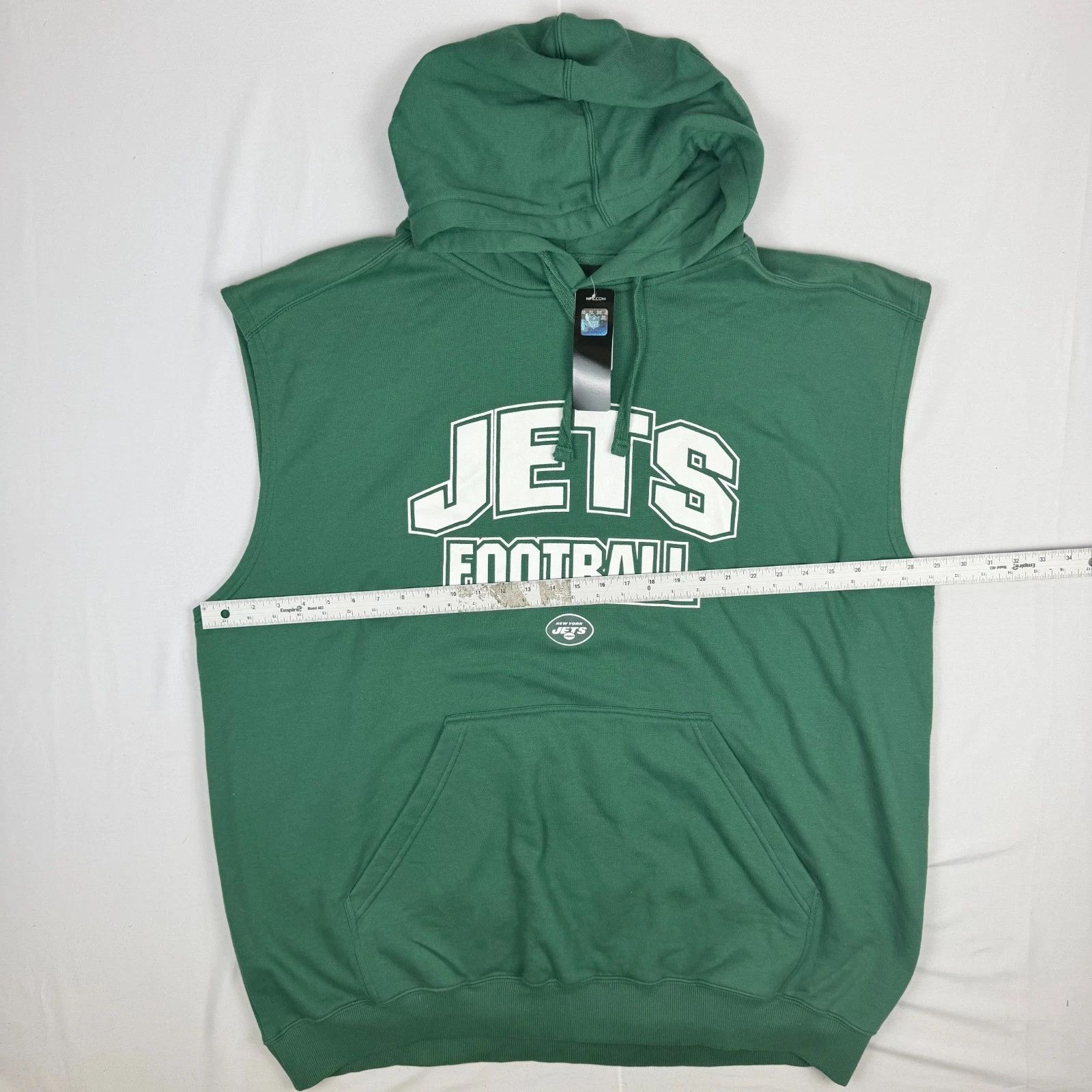 NFL NY Jets Football Hoodie Sleeveless 4XL Mens Green Big Tall D Size US XXL / EU 58 / 5 - 6 Thumbnail