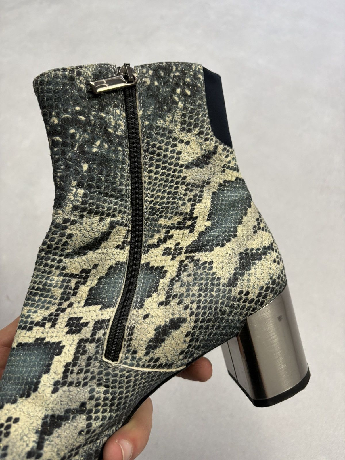 Designer Thierry Rabotin Python Print Leather Ankle Boots Women’s 38 Size US 8 / IT 38 - 8 Thumbnail