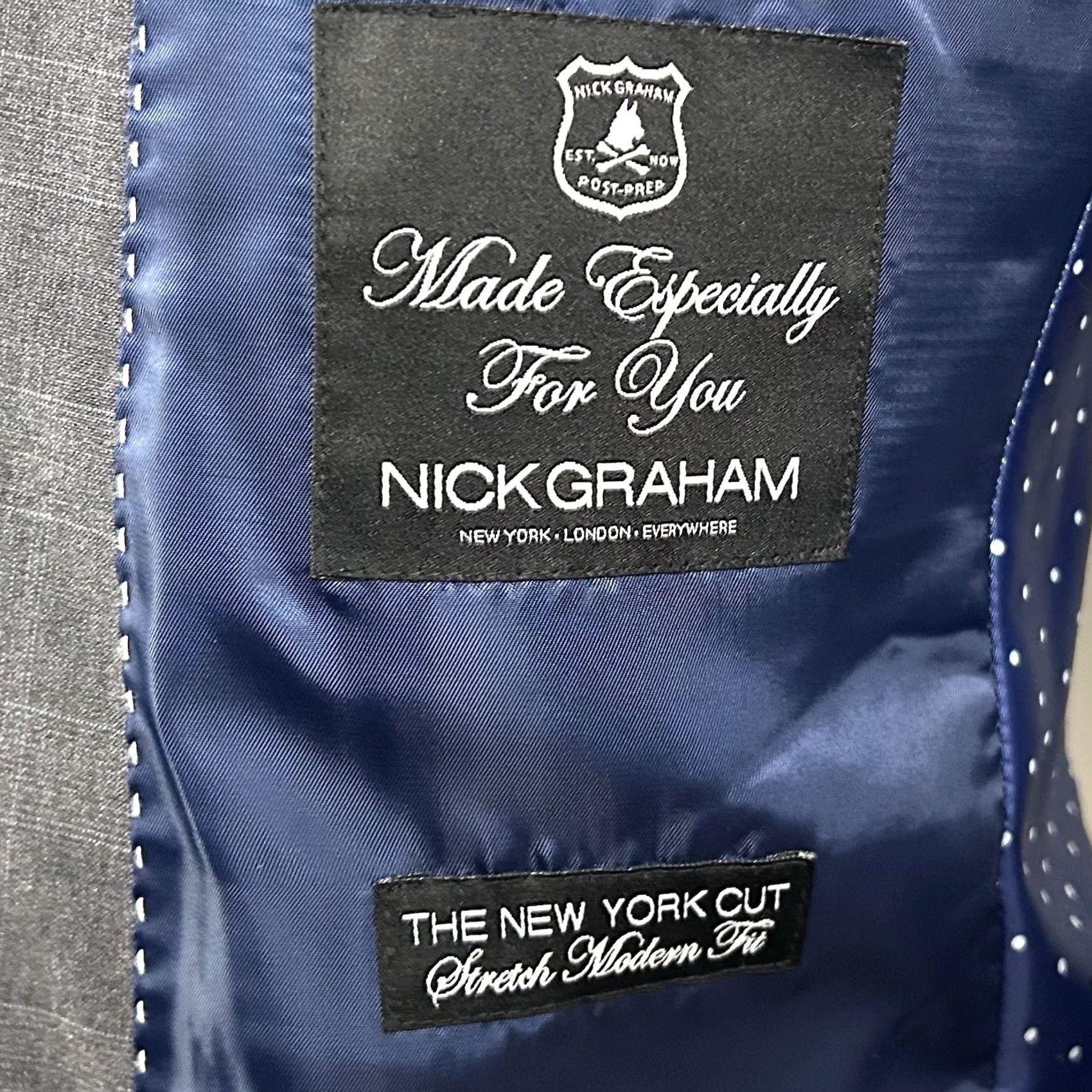 Vintage Nick Graham Sport Coat Gray Plaid Two-Button Vented Modern Fit 38R Regular Men’s Col/Notch Lapel Single-Breasted NY Cut Jacket Size US XS / EU 42 / 0 - 3 Thumbnail