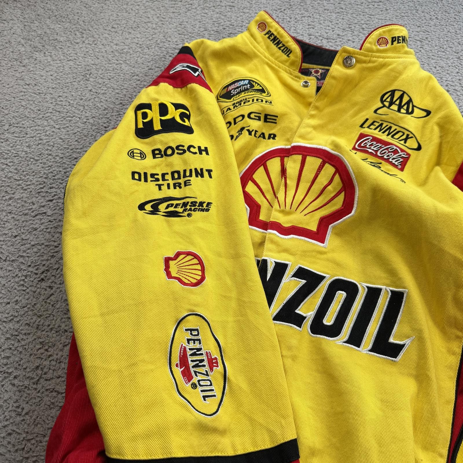 JH Design Vintage Kurt Busch Pennzoil NASCAR Racing Jacket Yellow XL Size US L / EU 52-54 / 3 - 12 Thumbnail