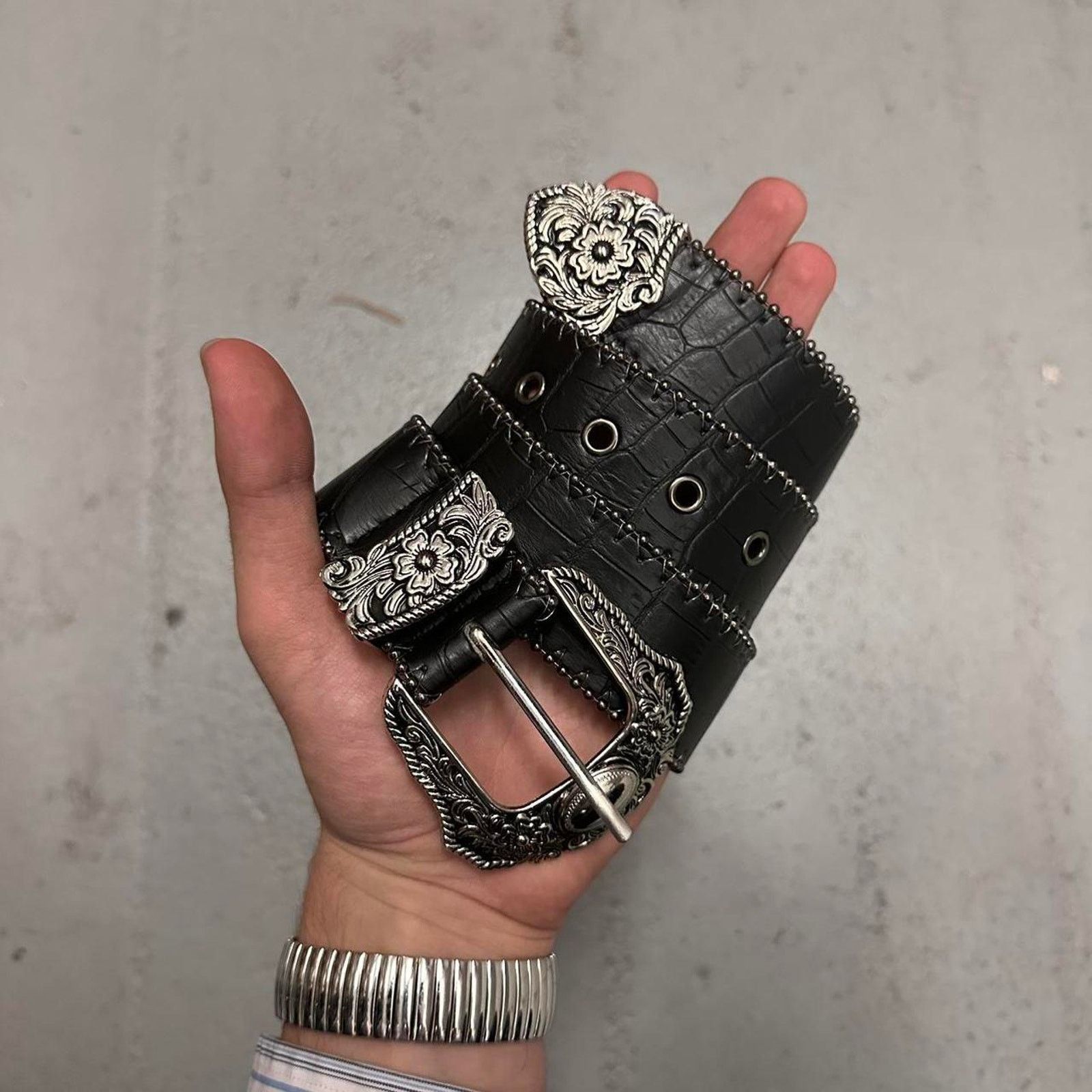 Other Vintage black western snakeskin WMNS Size ONE SIZE - 2 Thumbnail