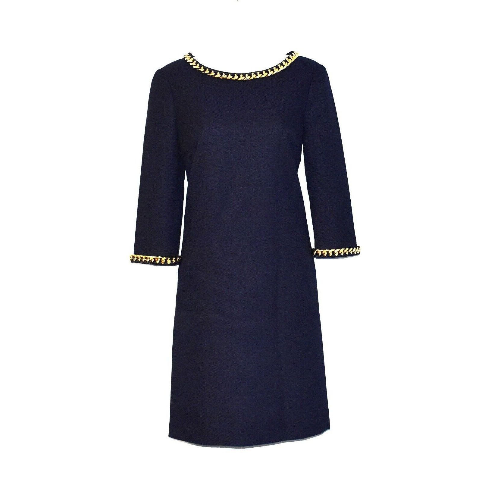 Ted Baker NEW TED BAKER Gold Tone Chain Trim Sheath Dress Sz 1 US 4 Size S / US 4 / IT 40 - 3 Thumbnail
