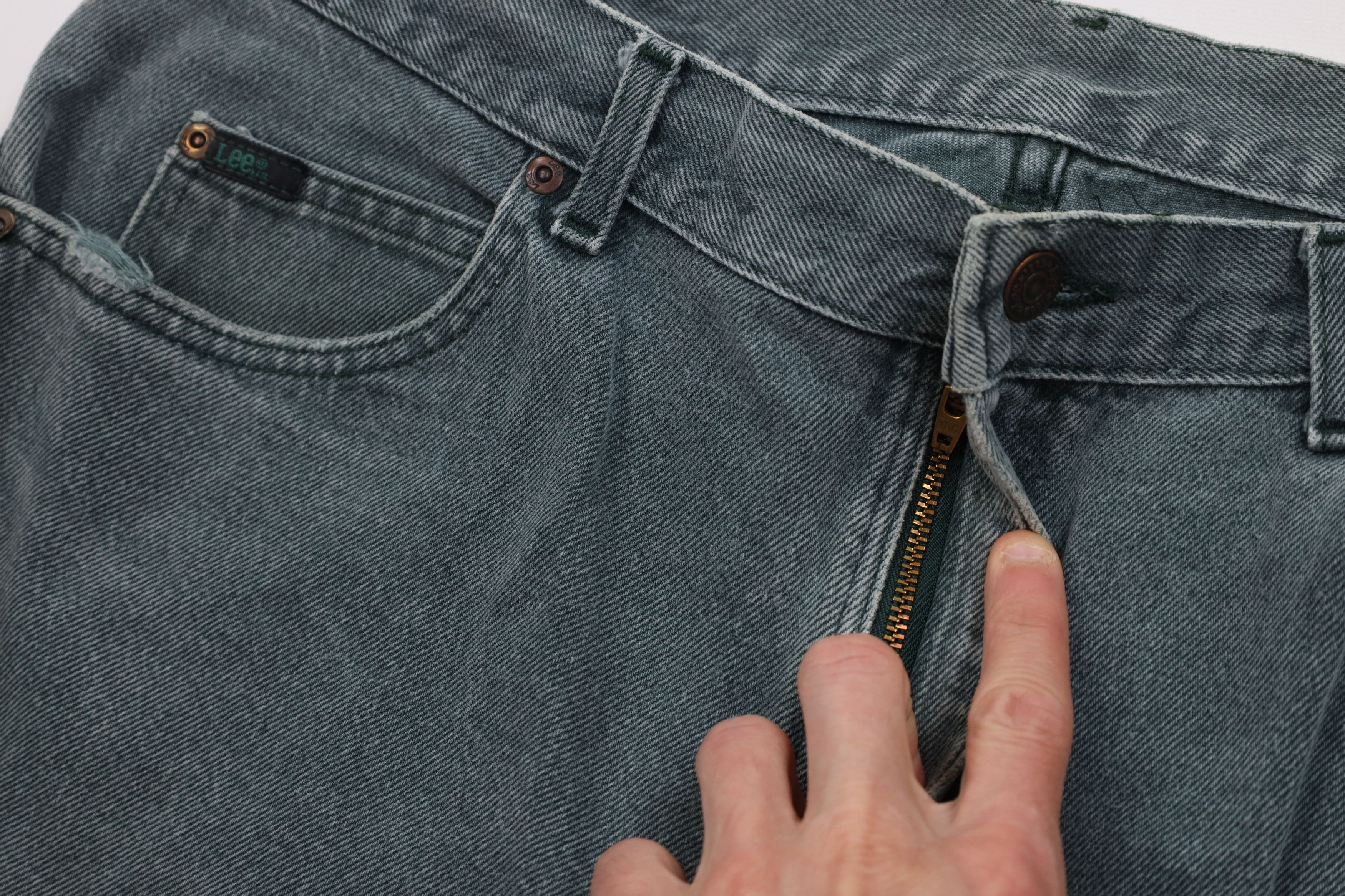 Lee Vintage 90s Lee Straight Leg Denim Jeans Green Cotton USA Size US 38 / EU 54 - 7 Thumbnail