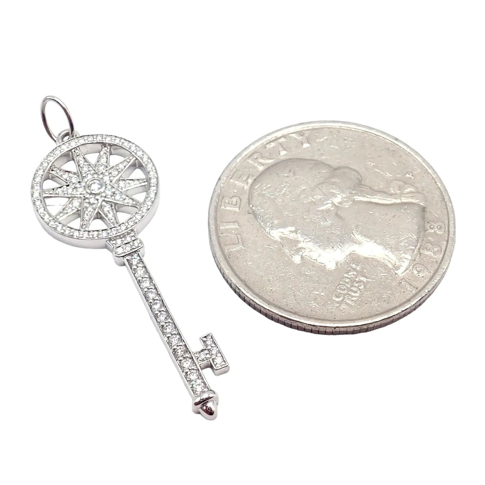 Tiffany & Co Platinum Diamond Key Star Pendant Necklace