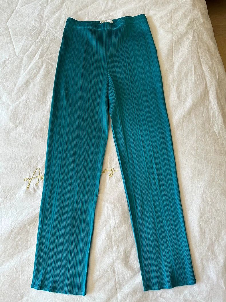 Issey Miyake Issey Miyake Teal Straight-Leg Pants JF134 -dmc Size US 32 / EU 48 - 1 Thumbnail