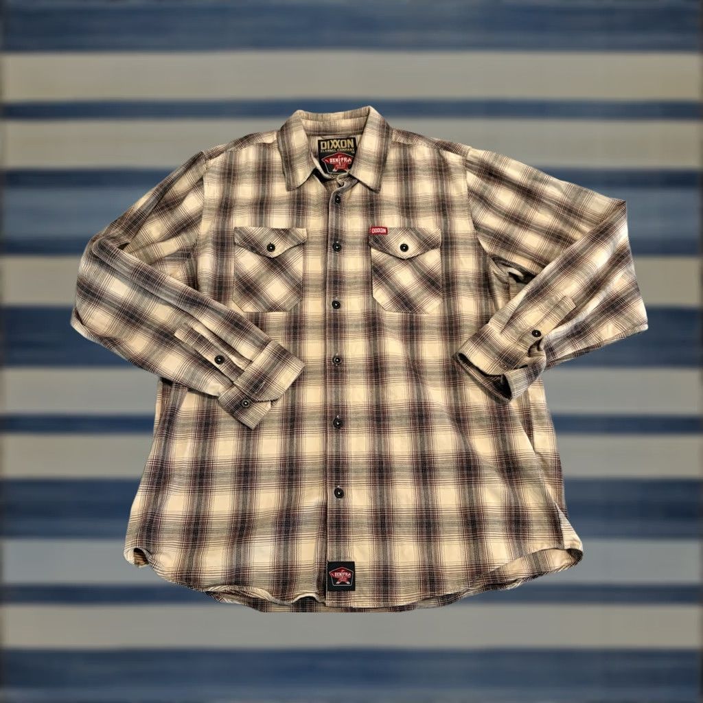 Vintage Dixxon Long Sleeve Button-Up Shirt Journeyman FR Flannel Brown Plaid Mens XL Size US XL / EU 56 / 4 - 1 Thumbnail