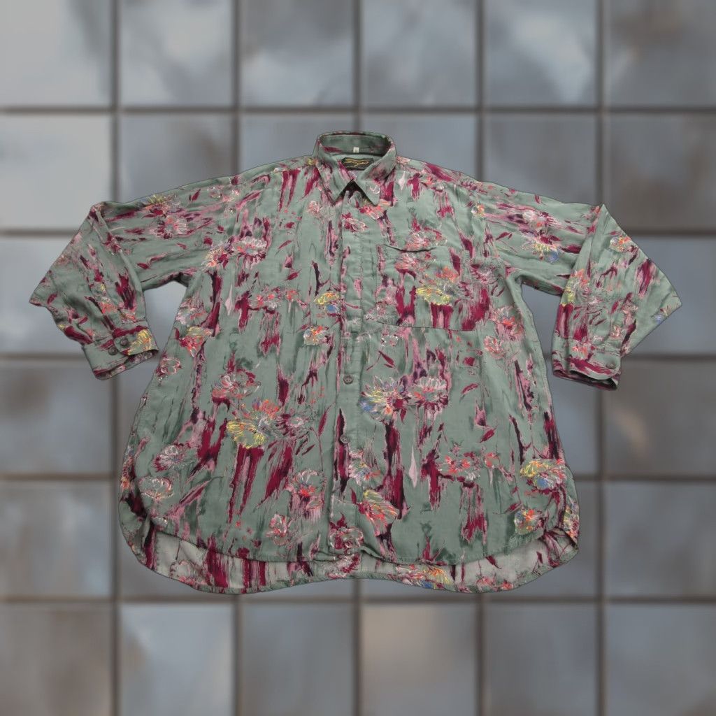 Vintage VINTAGE Segno Shirt Mens Large Green Abstract Floral Button Up Made Italy 90s Size US L / EU 52-54 / 3 - 1 Thumbnail