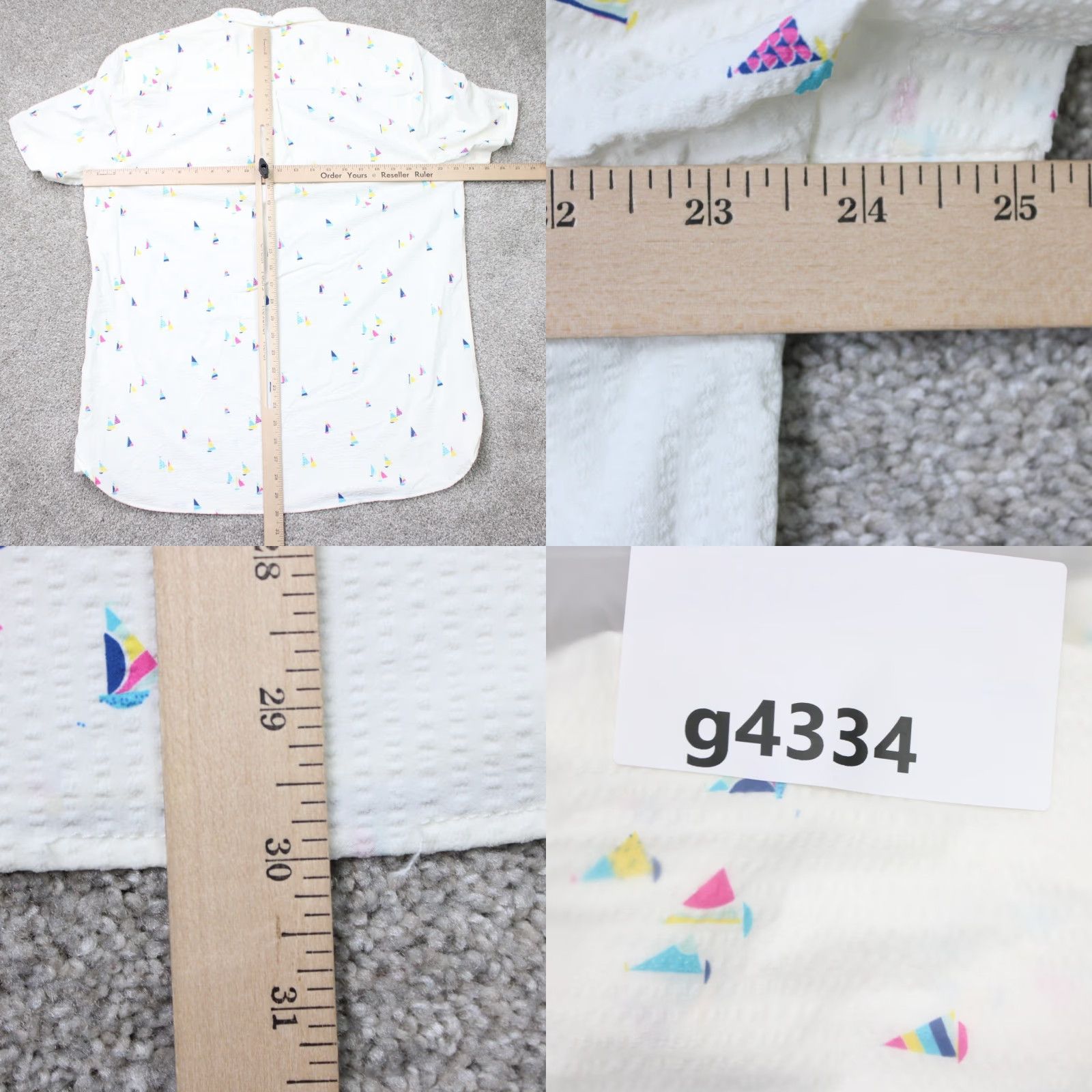 Chubbies Chubbies Shirt Mens XL White Sailboat AOP Seersucker Nylon Stretch Short Sleeve Shirt Velcro? No Size US XL / EU 56 / 4 - 8 Thumbnail