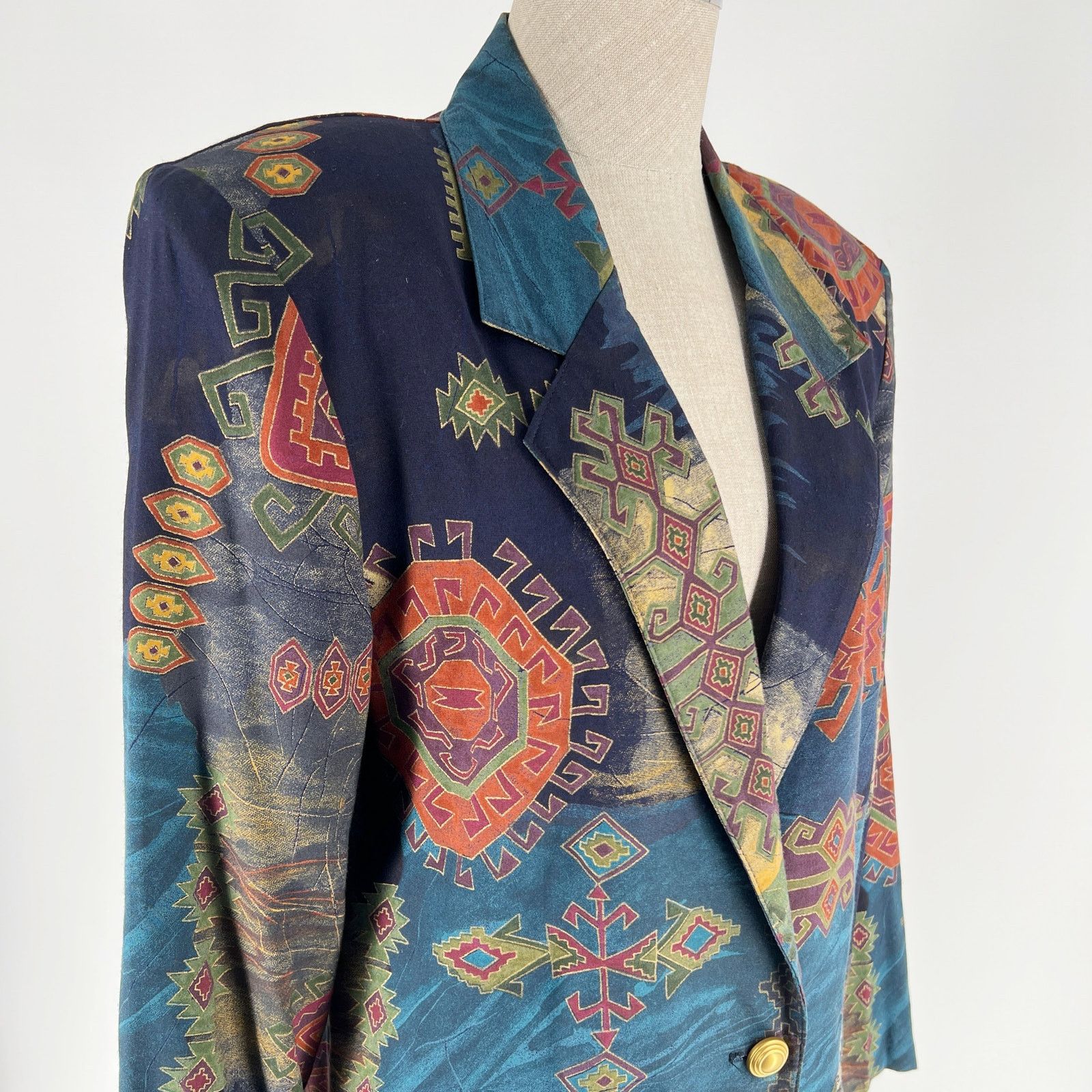 Vintage 90s Aztec print blazer 1990s vintage Size M / US 6-8 / IT 42-44 - 4 Thumbnail