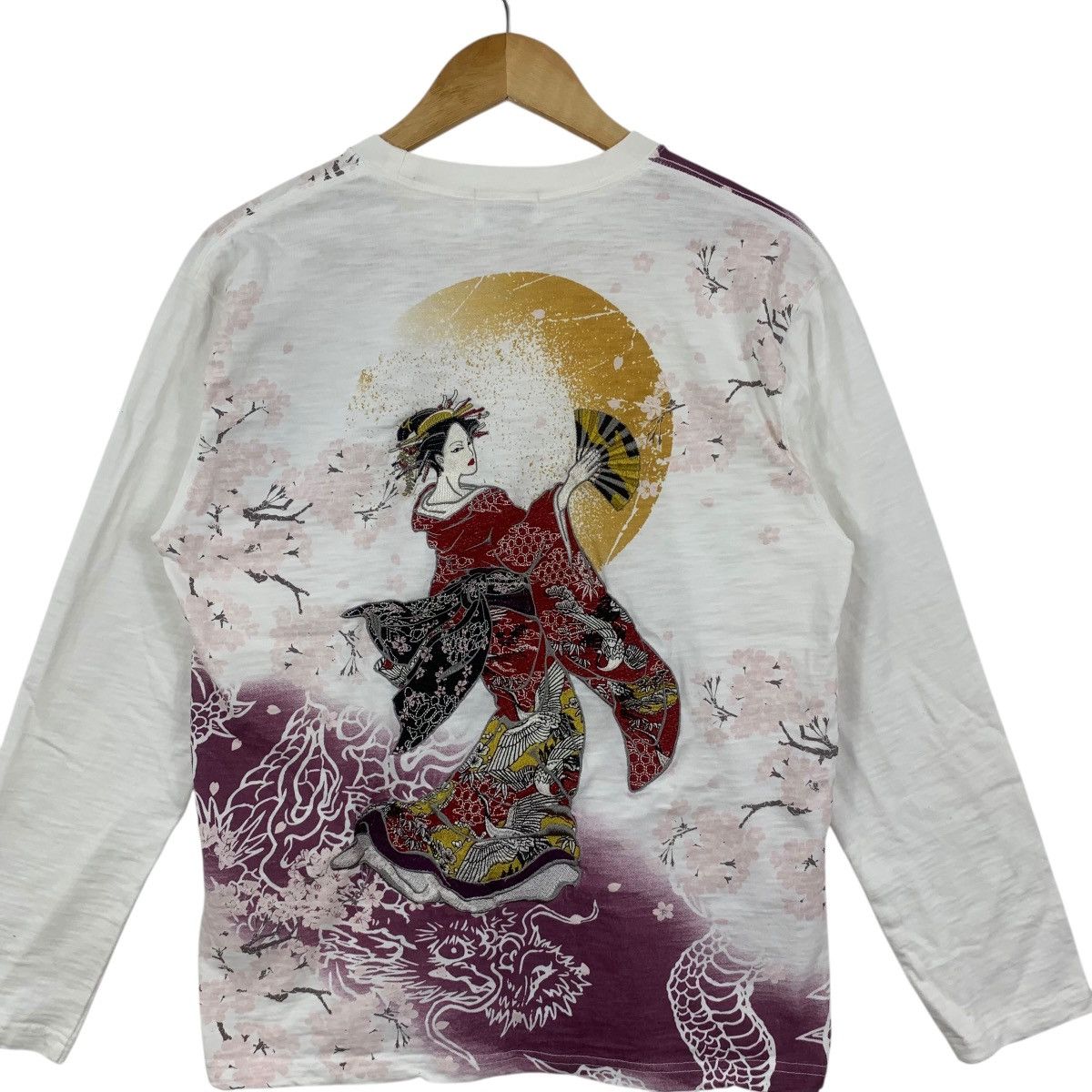 Other Vintage JAPAN TRADITIONAL GEISHA Sakura AOP Tee Shirt Top Size L / US 10 / IT 46 - 6 Thumbnail