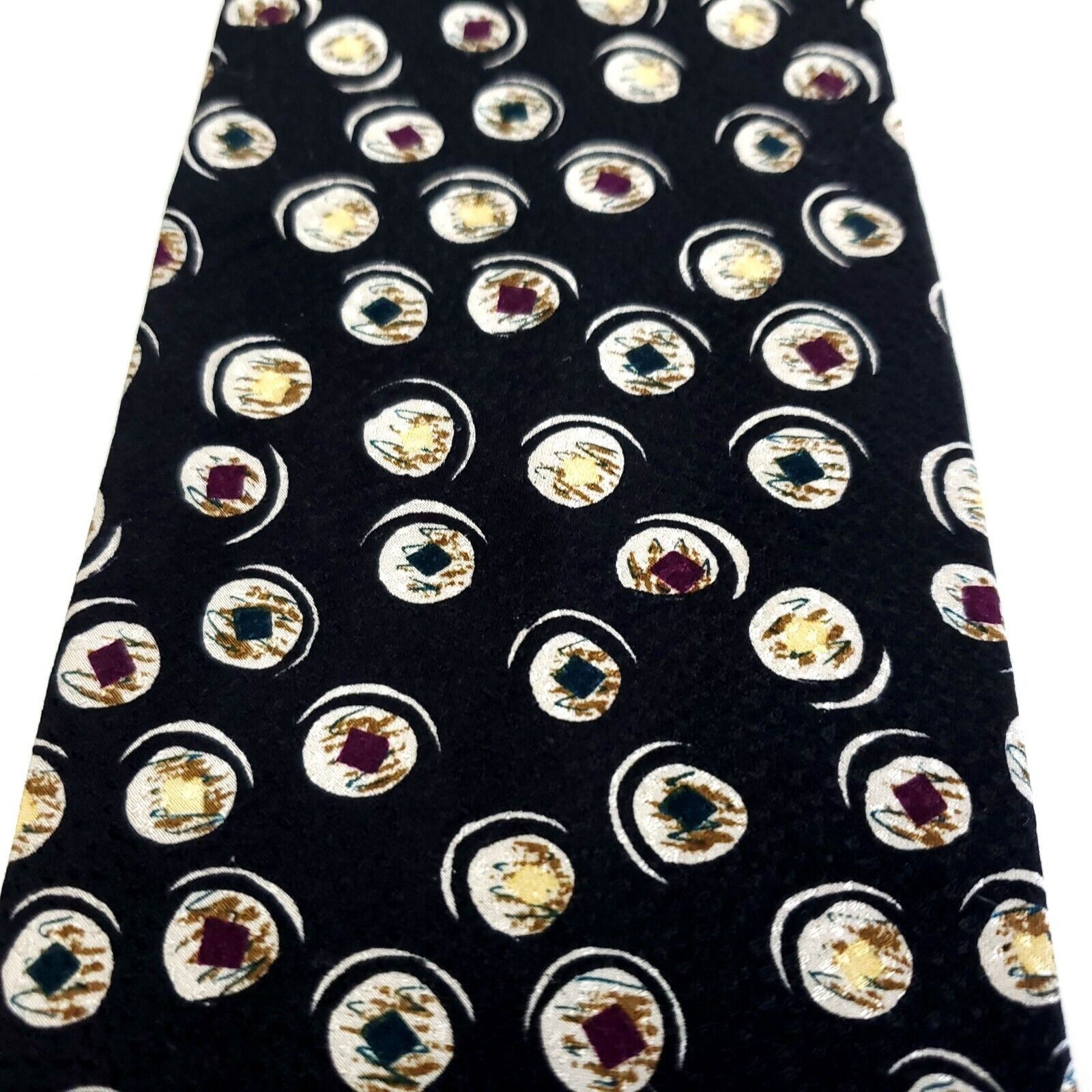 Designer Ferrell Reed Von Maur Black Abstract Jacquard Short Silk Tie Size ONE SIZE - 2 Thumbnail