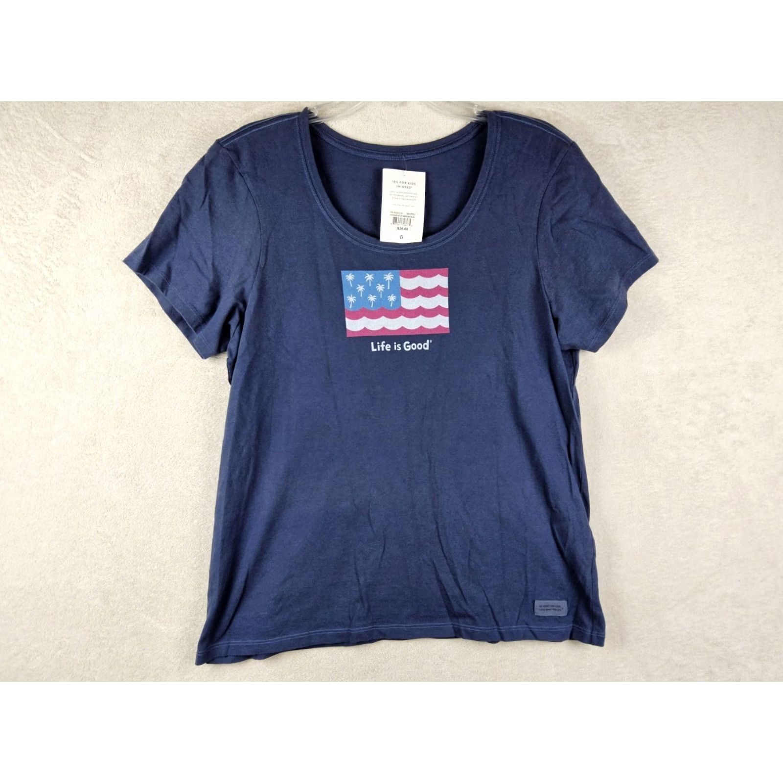 Life is Good Life is Good Womens Short Sleeve Americana Palms Scoop Shirt Size L Blue Cotton Size L / US 10 / IT 46 - 2 Thumbnail