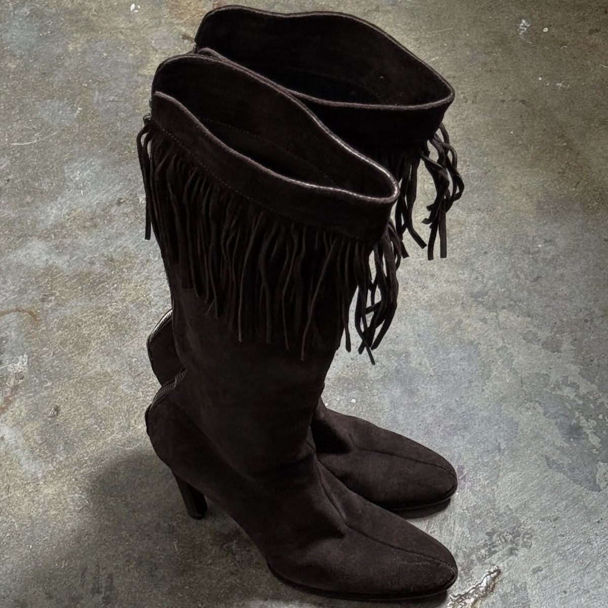 Helmut Lang HELMUT LANG KNEE HIGH SUEDE BOOT - BROWN - 37 Size US 7 / IT 37 - 4 Thumbnail