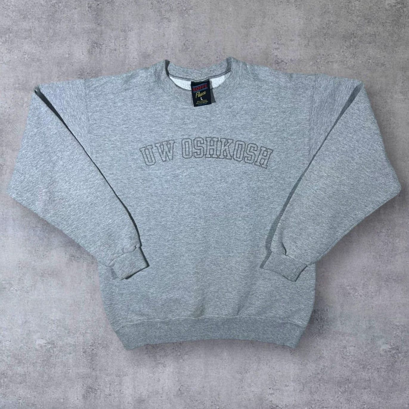 Soffe VINTAGE Soffe UW Oshkosh College University Spellout Graphic Sweatshirt Large Grey Mens Pullover Crewneck 90s University Logo Decade: 90s Size US L / EU 52-54 / 3 - 2 Thumbnail
