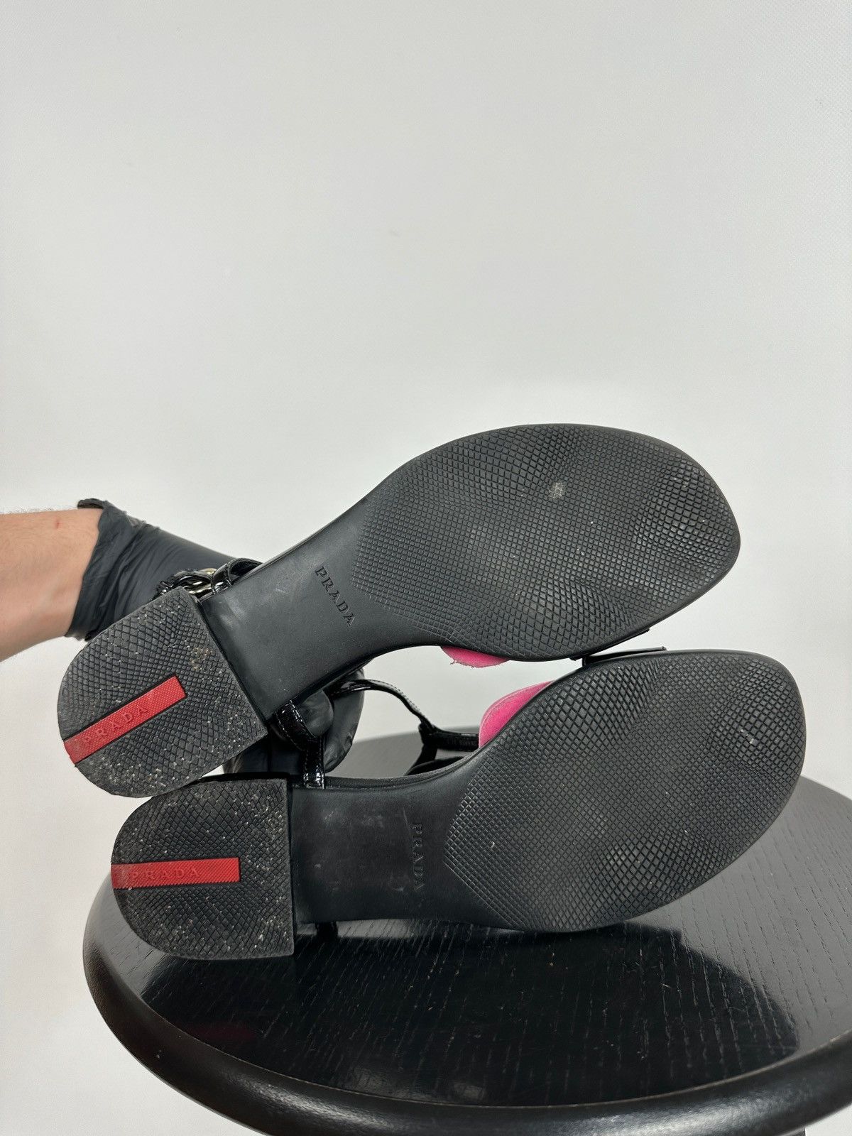 Prada Vintage Prada Crystal Wedge Patent Leather Strappy Sandals Size US 7.5 / IT 37.5 - 22 Thumbnail