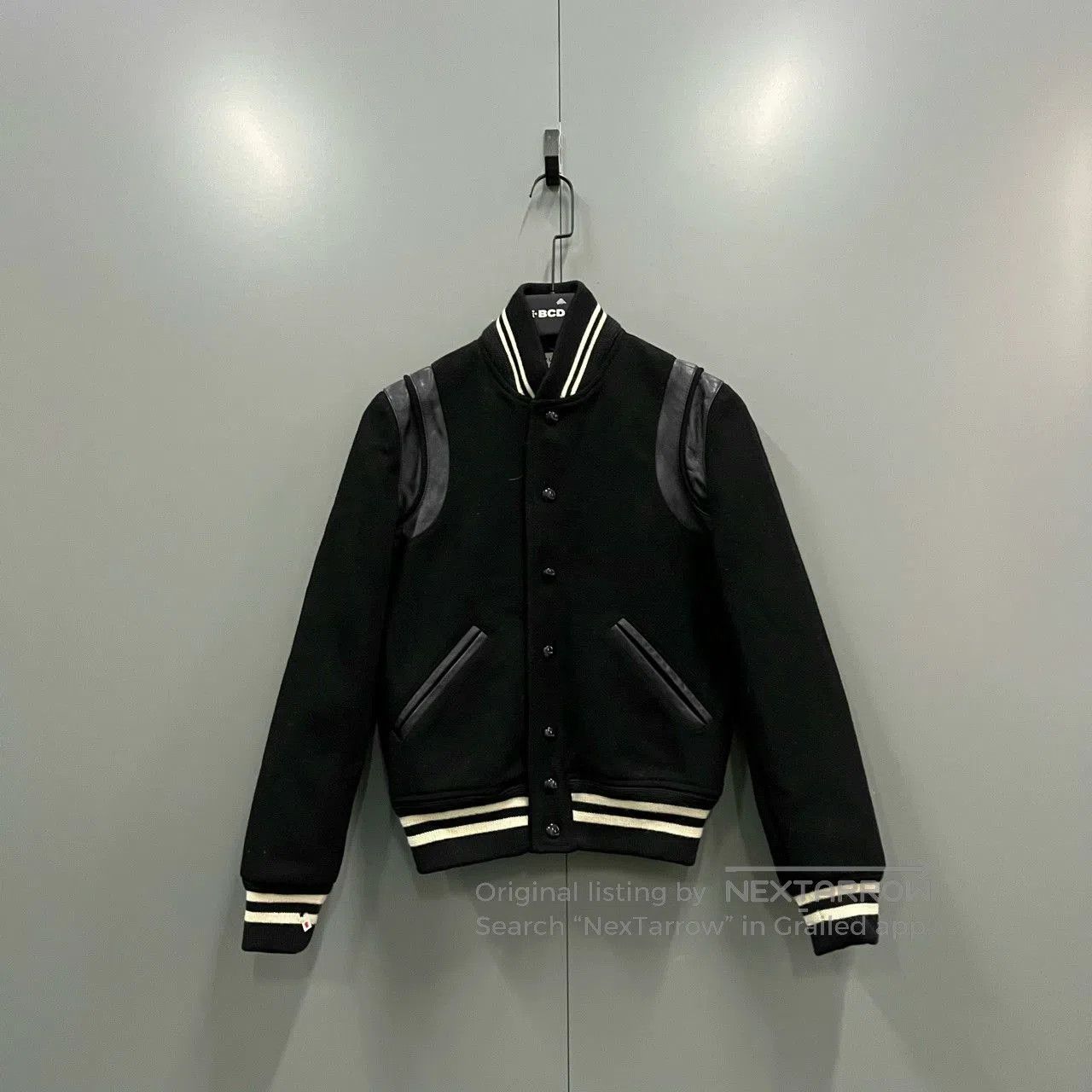 Saint Laurent Paris Saint Laurent Black Leather Sleeves Baseball Jacket. Size US M / EU 48-50 / 2 - 1 Thumbnail