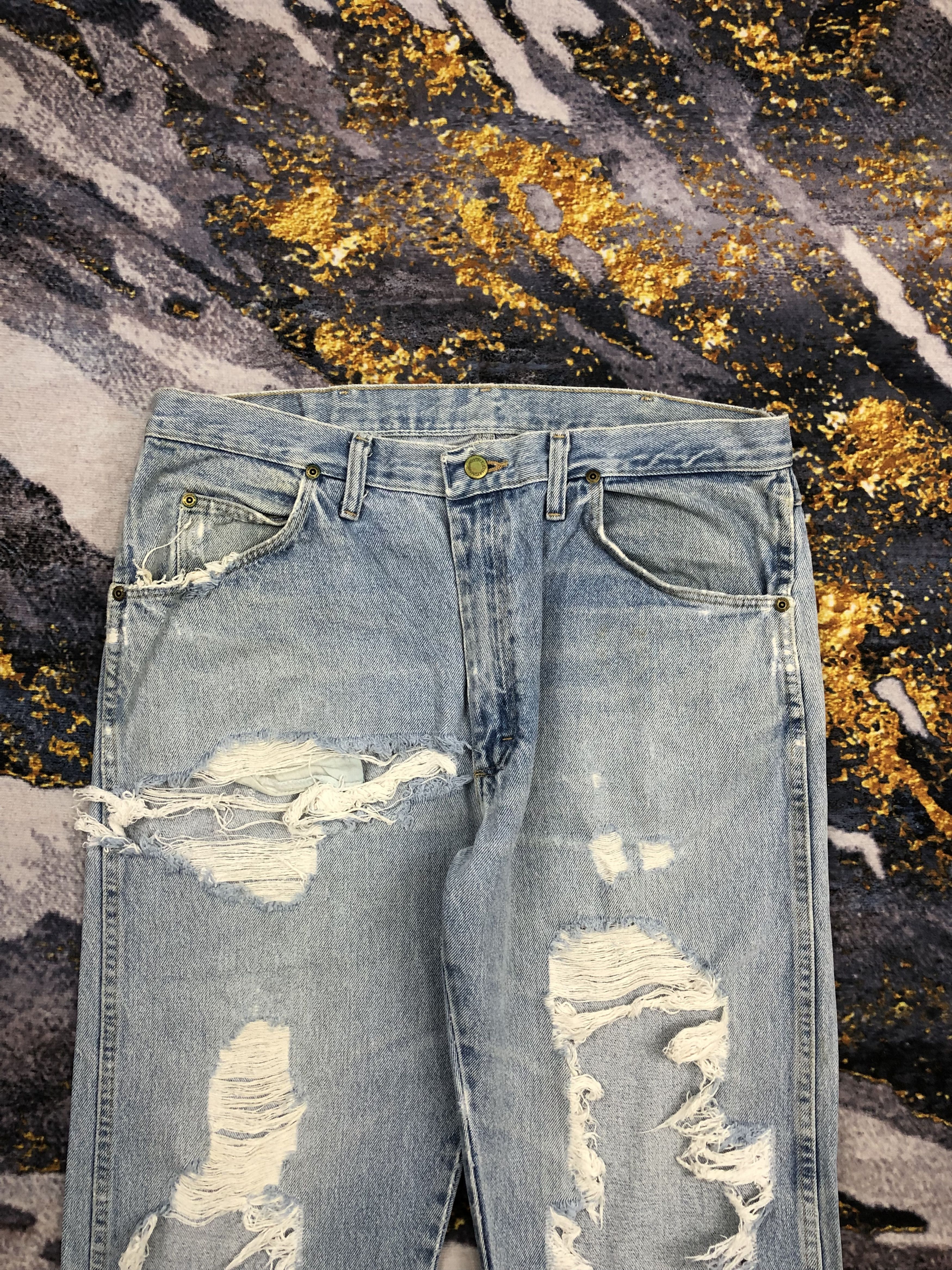 Wrangler Vintage Wrangler Distressed Blue Jeans DPP0075 Size US 37 - 2 Thumbnail