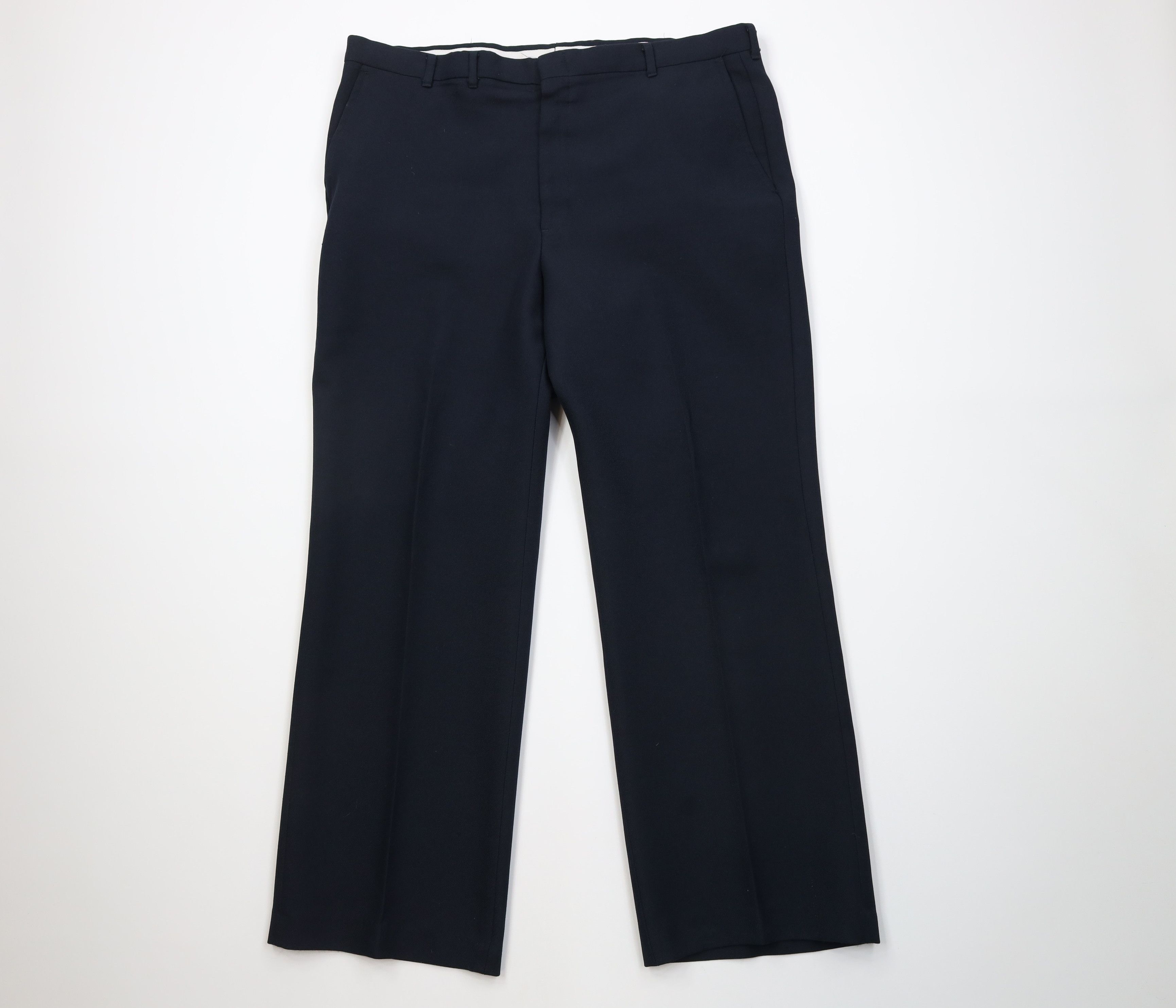 Vintage Vintage 70s Streetwear Wide Leg Chino Pants Navy Blue USA Size US 38 / EU 54 - 1 Thumbnail