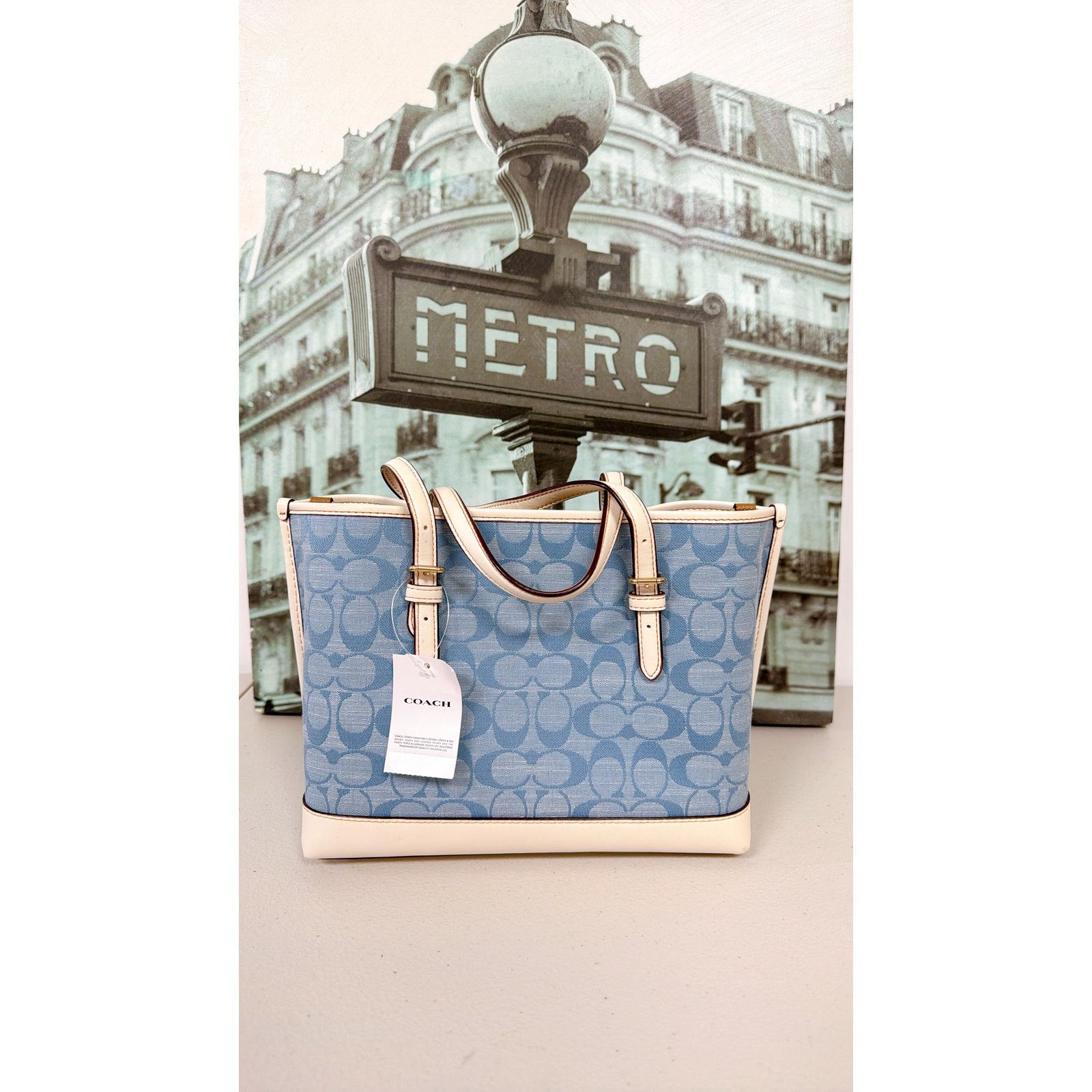 Coach Coach CA142 Mollie Tote 25 In Signature Chambray Light Denim Size ONE SIZE - 3 Thumbnail